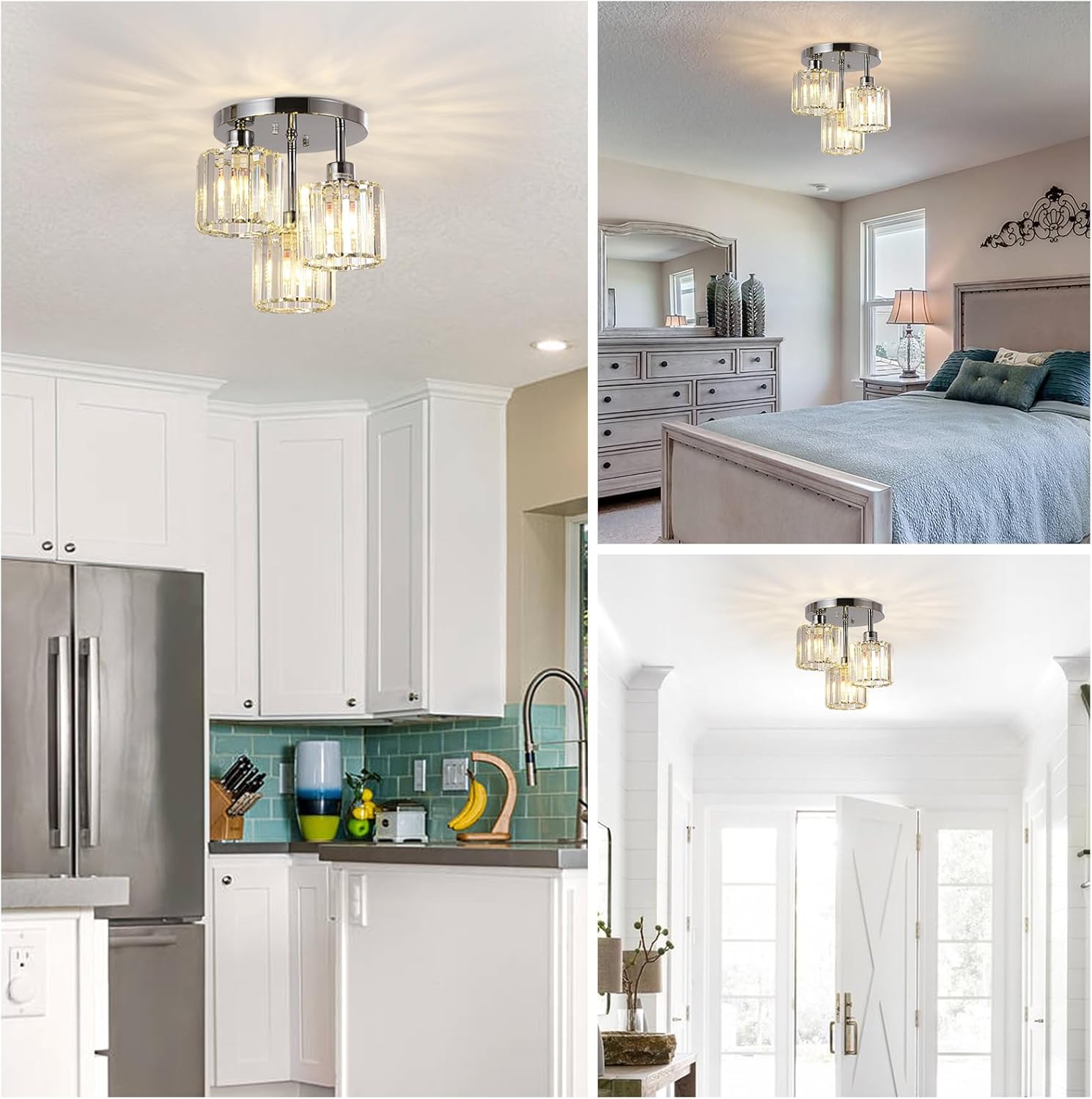 Thumbnail 5 de Rayofly Modern Crystal 3-Light Ceiling Light