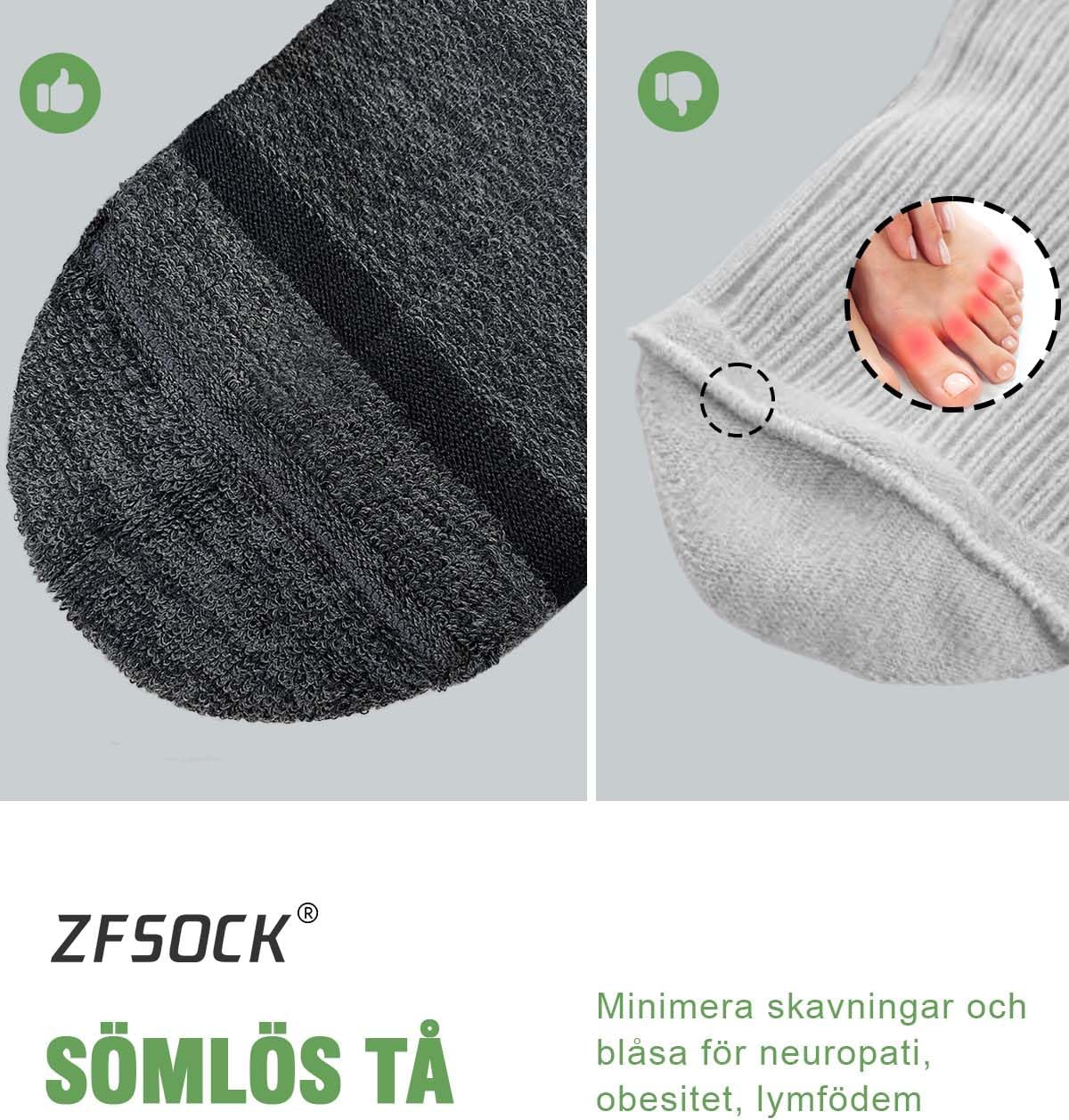 Detalle de ZFSOCK diabetesstrumpor i bambu med halkskydd och extra bred passform