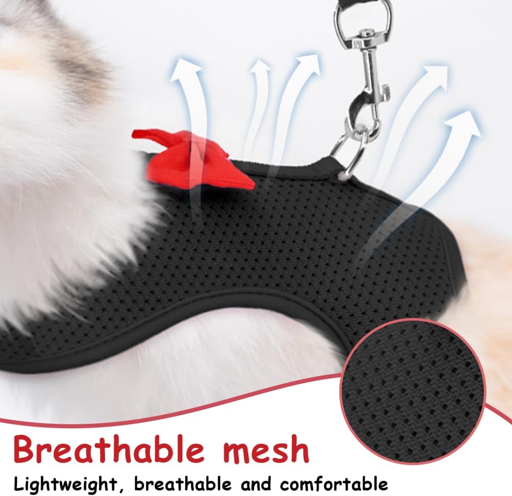 Detalle de MiOYOOW Small Pet Chest Harness, Adjustable Rabbit & Ferret Harness with Leash Set (S Size, Black)