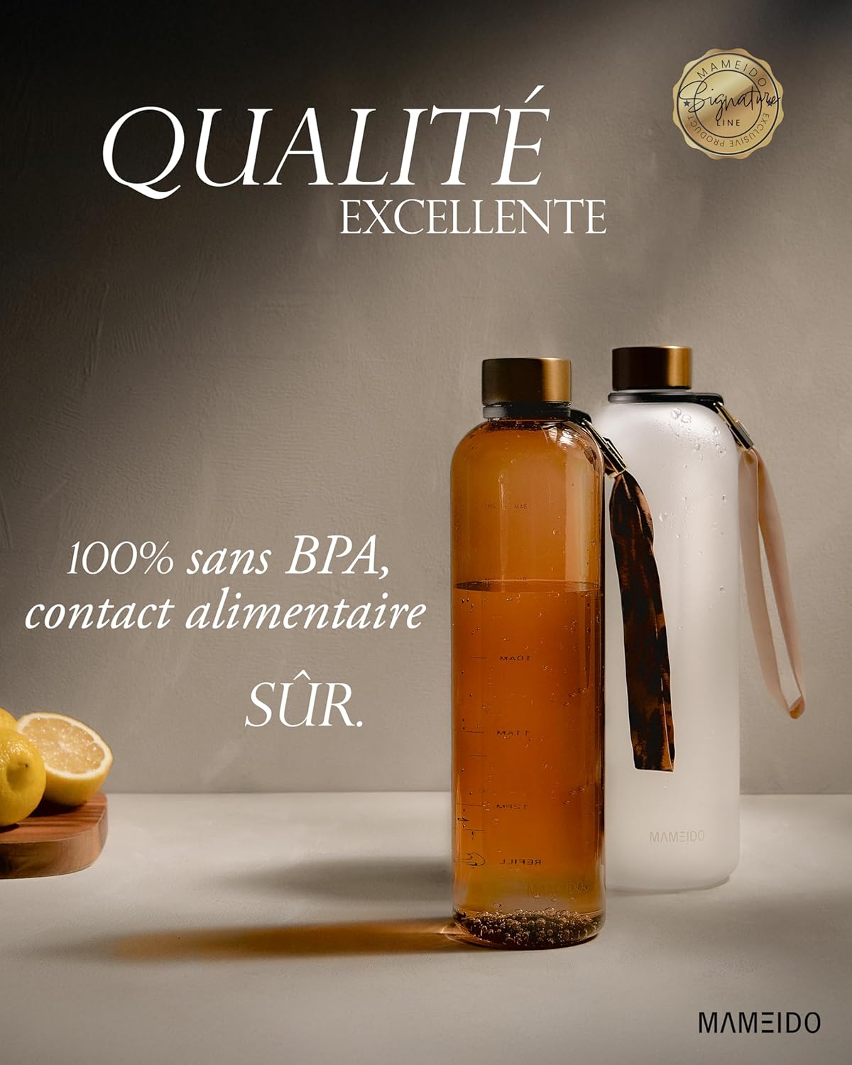 Thumbnail 5 de MAMEIDO Gourde 1,5 l avec marqueur de temps, plastique Tritan sans BPA, étanche (Frosted White)