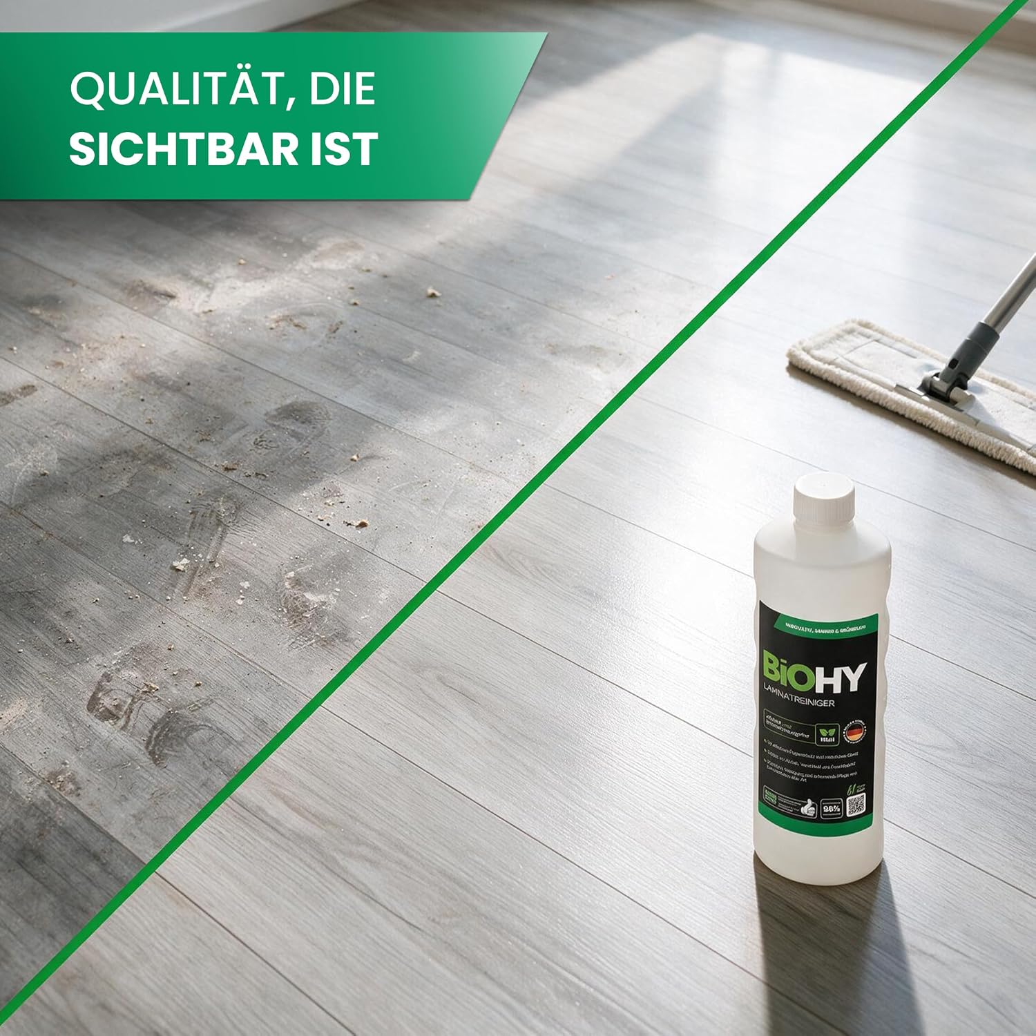 Detalle de BIOHY laminaatreiniger, 3 x 1 l met aangepaste tensiden