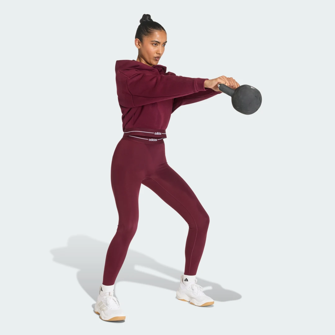 Detalle de Sudadera corta con capucha Hyperglam de Adidas – Burgundy