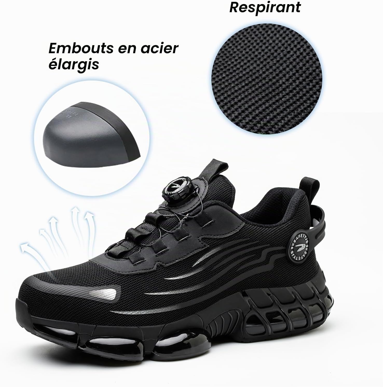 Detalle de Gugifcto veiligheidsschoenen als sneakers met stalen neus en antislipzool