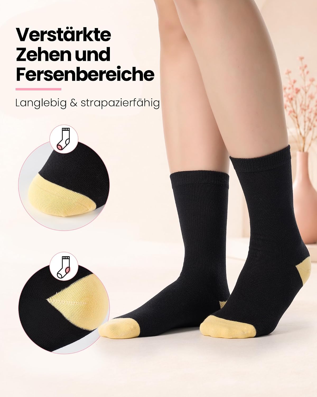 Detalle 2 de SockWaddles skarpety damskie, 80% bawełny, bezszwowe, czarne z kolorowymi akcentami