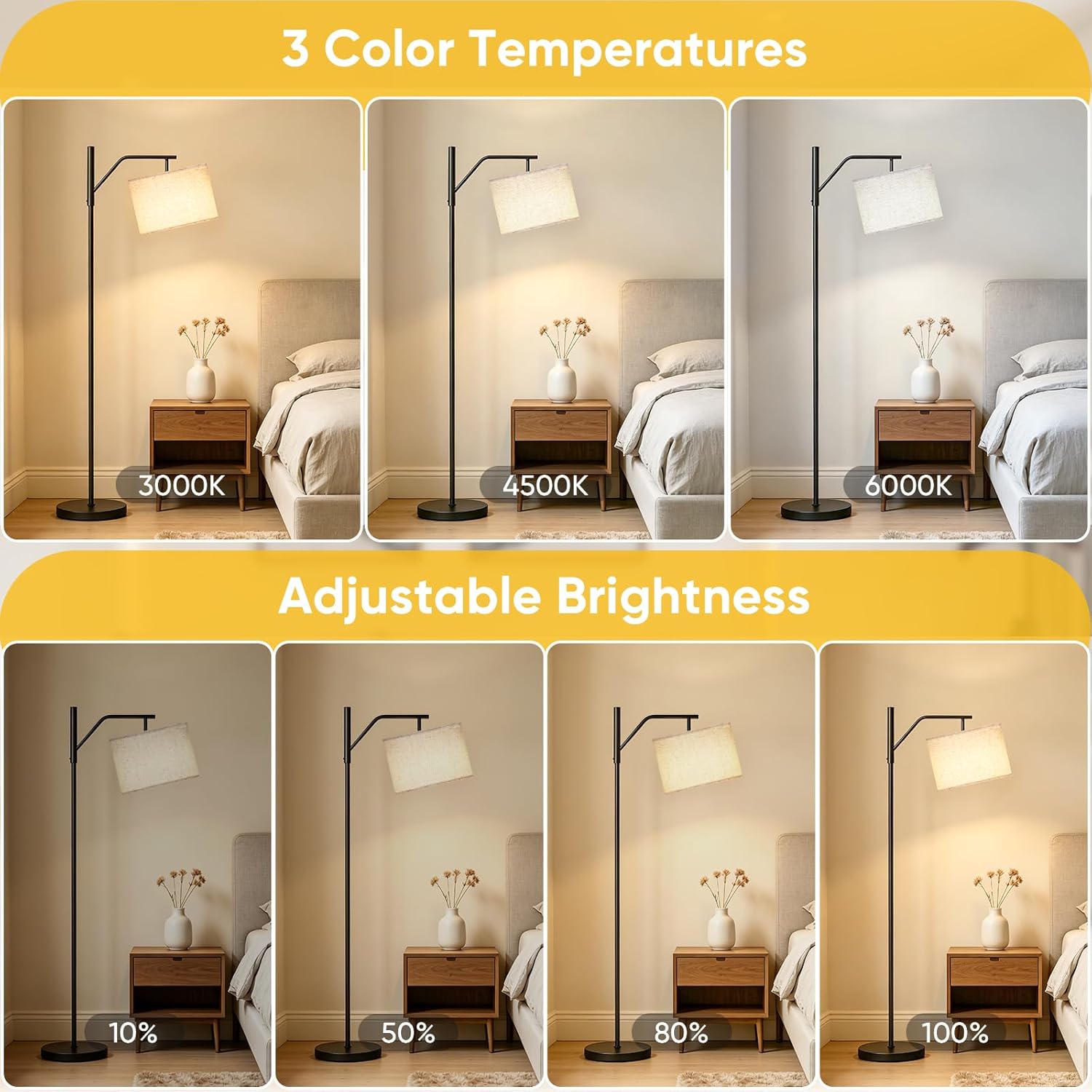 Detalle de TaoFiaCo 168CM Akku LED Stehlampe – kabellose Bogenlampe mit Fernbedienung, 3 Farbtemperaturen, dimmbar