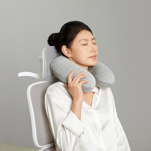 Detalle de Amazon Basics Semicircular Almohada para cuello de espuma viscoelástica (gris)