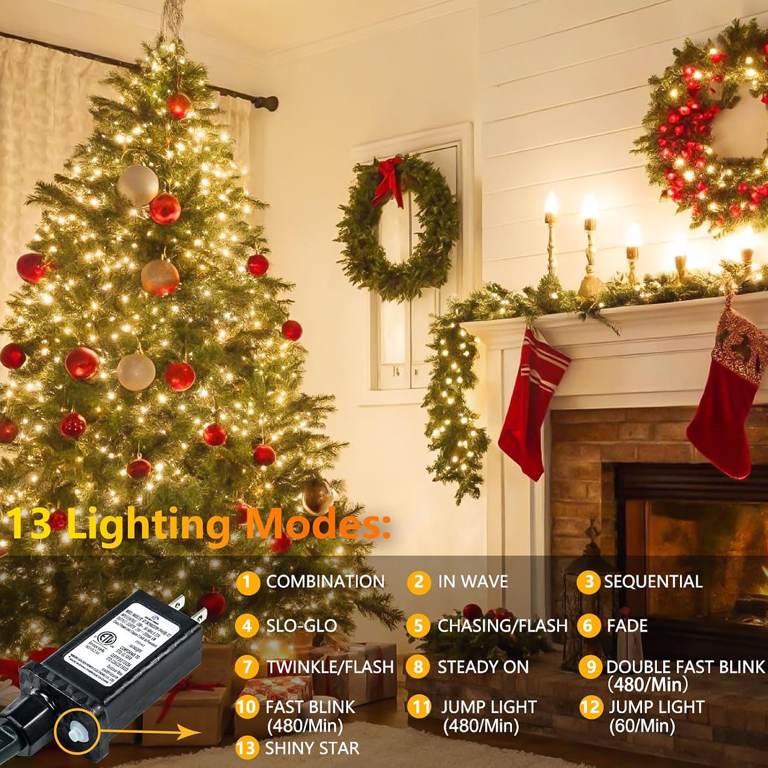 Detalle de SANJICHA MLS-D29V6WUC-O 800 LED String Lights, 272 ft Warm White
