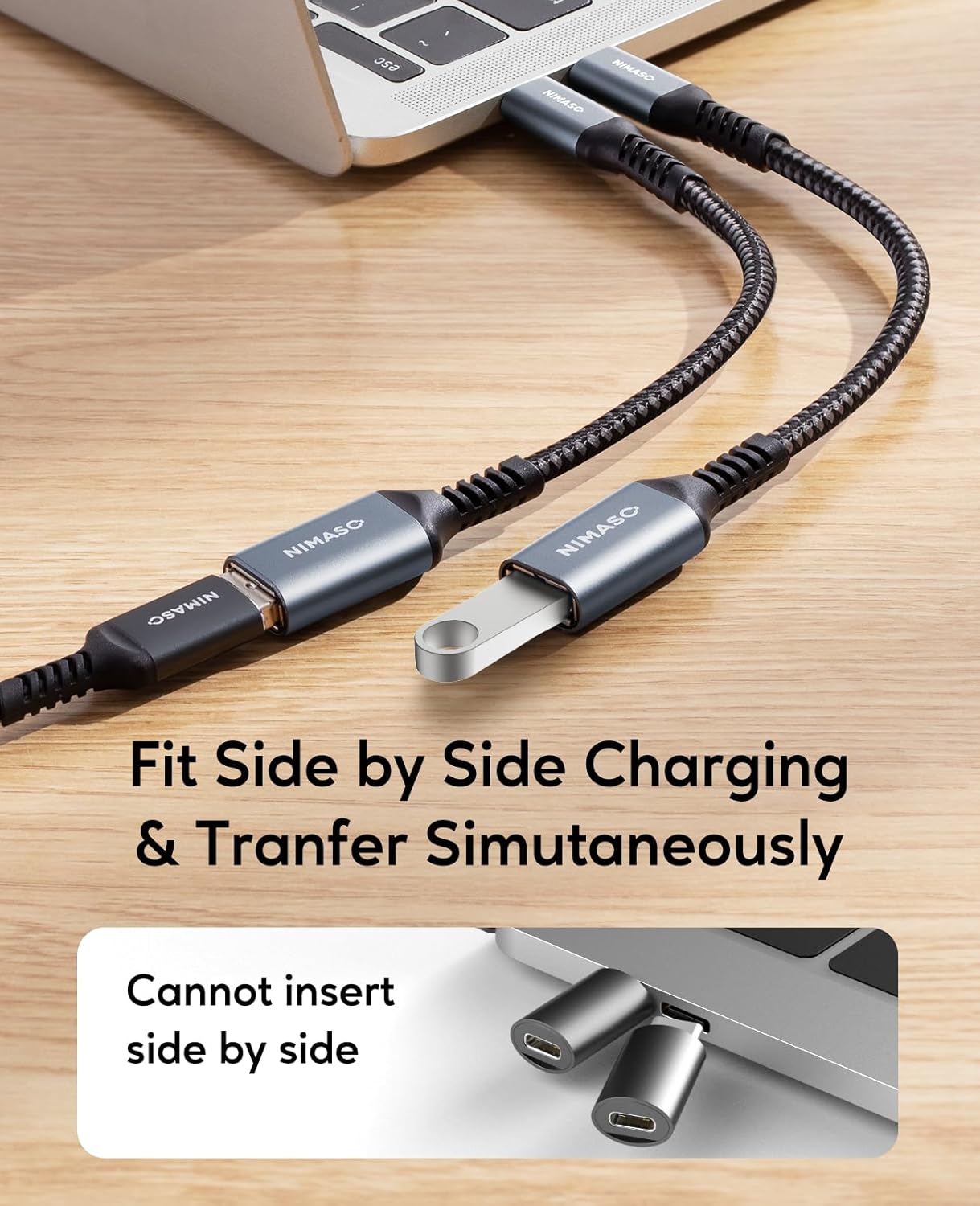 Thumbnail 3 de NIMASO USB C to USB 3.1 Adapter 2 Pack – OTG Type-C to USB-A, with dual ports for MacBook, iPhone 15, Galaxy S23/S22 and more