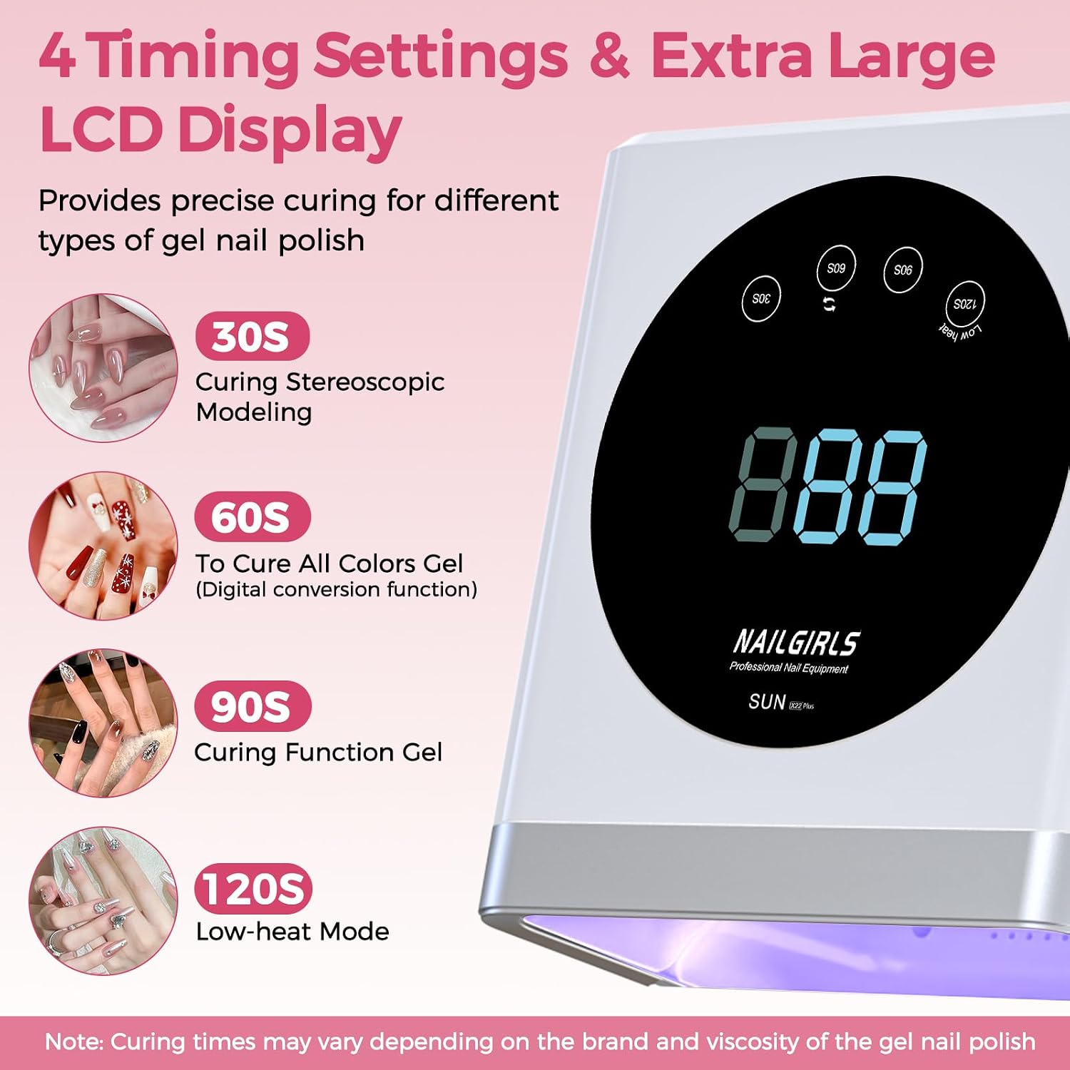 Detalle 2 de NAILGIRLS Non-rechargeable Plug-in Nail Dryer, 150W UV LED Nail Lamp with Sensor