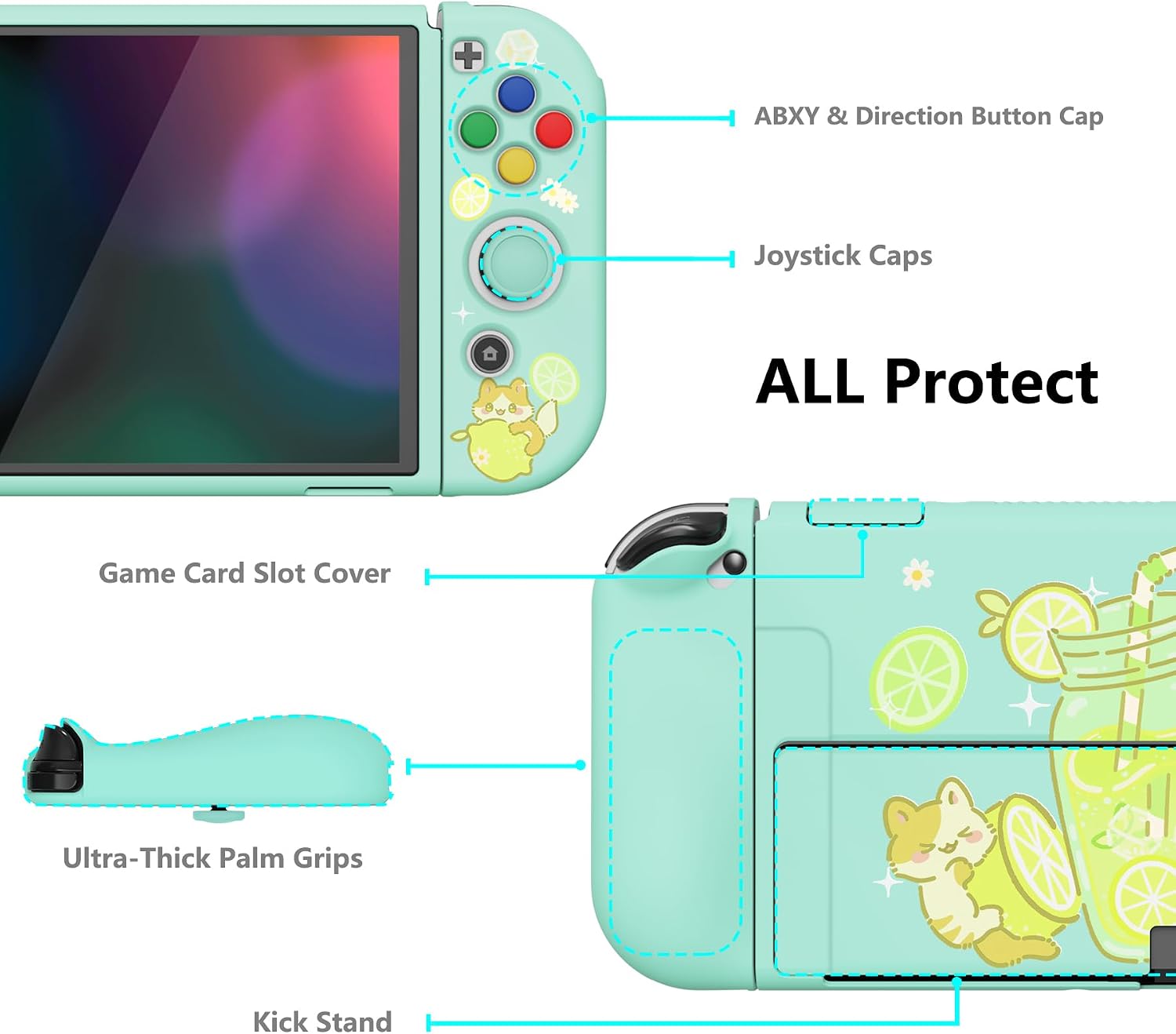 Thumbnail 4 de PlayVital ZealProtect Soft Protective Case for Nintendo Switch OLED (Lemonade Kitty)