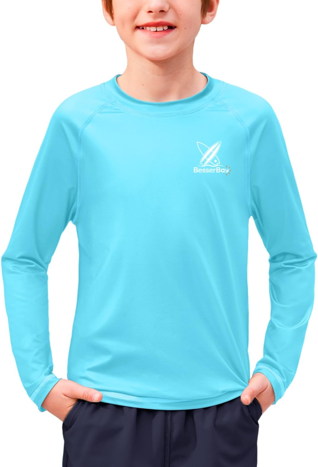 Detalle de BesserBay Kinder UV Shirt UPF 50+ Langarm Rashguard 110-150 – Sonnenschutz für aktive Kinder