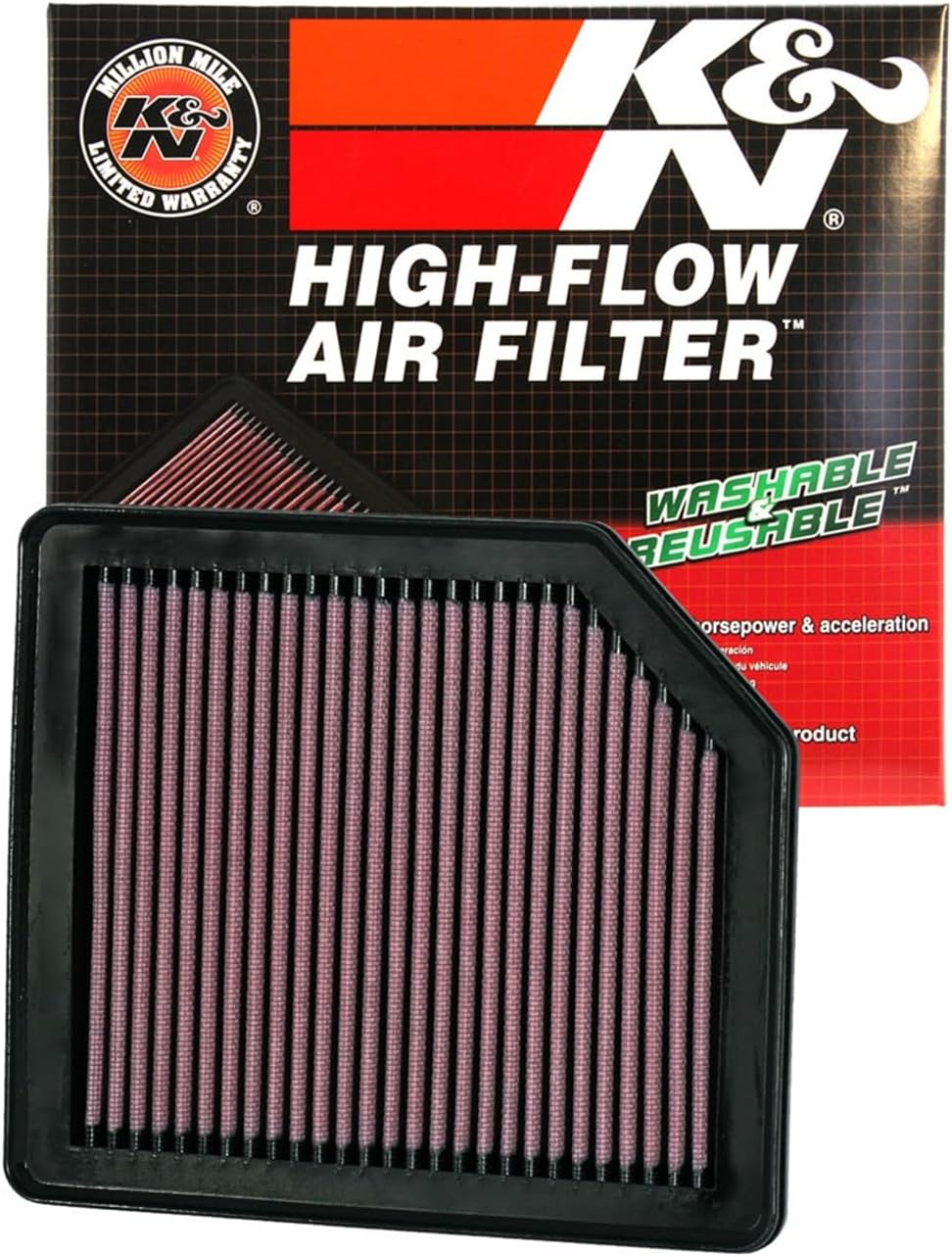 Detalle de K&N 33-2342 Hochleistungs-Motorluftfilter für Civic (2005–2014) – waschbar, langlebig, einfach zu montieren