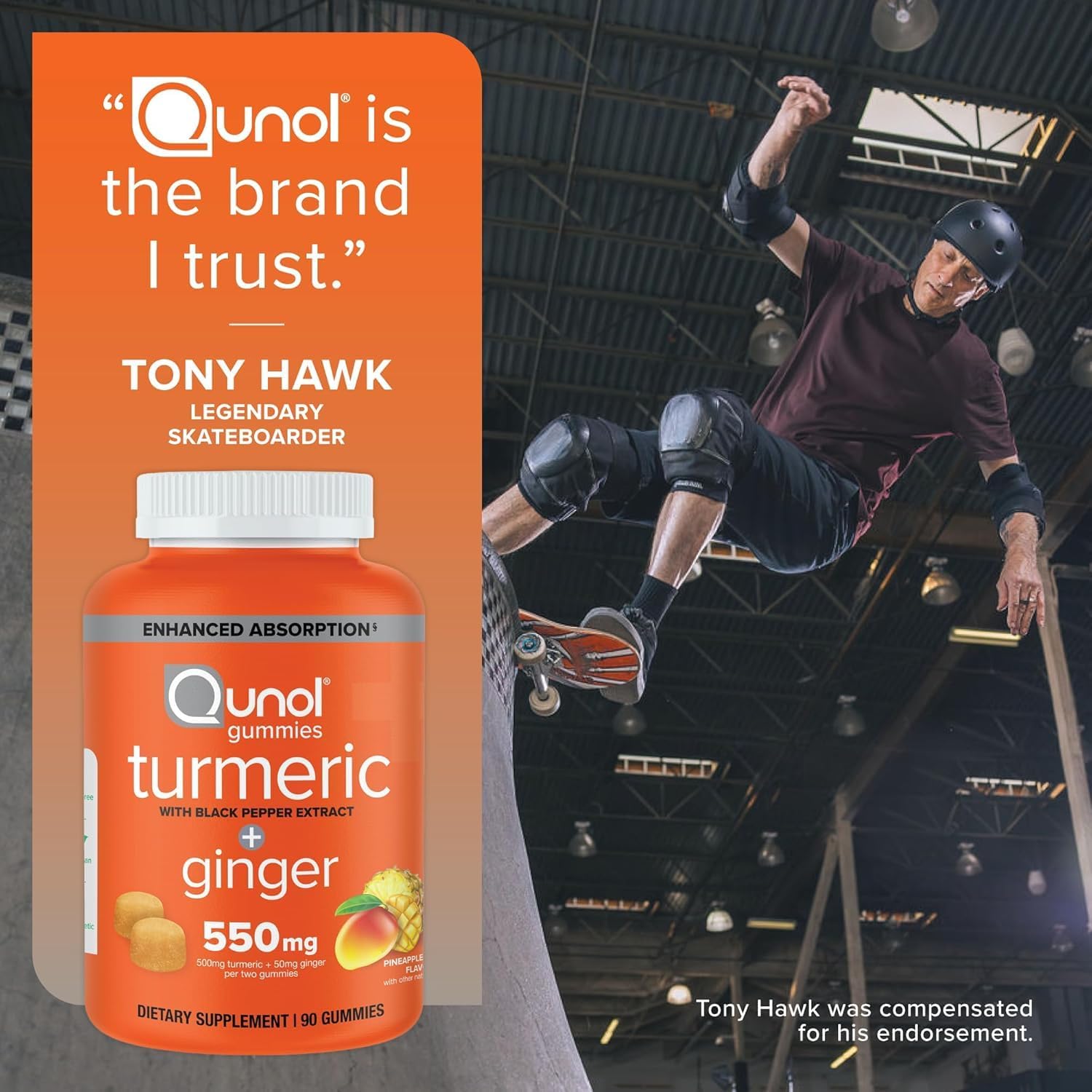 Thumbnail 6 de Qunol Turmeric Gummies, 550 mg, Pineapple Mango, with Black Pepper & Ginger, 90 Count
