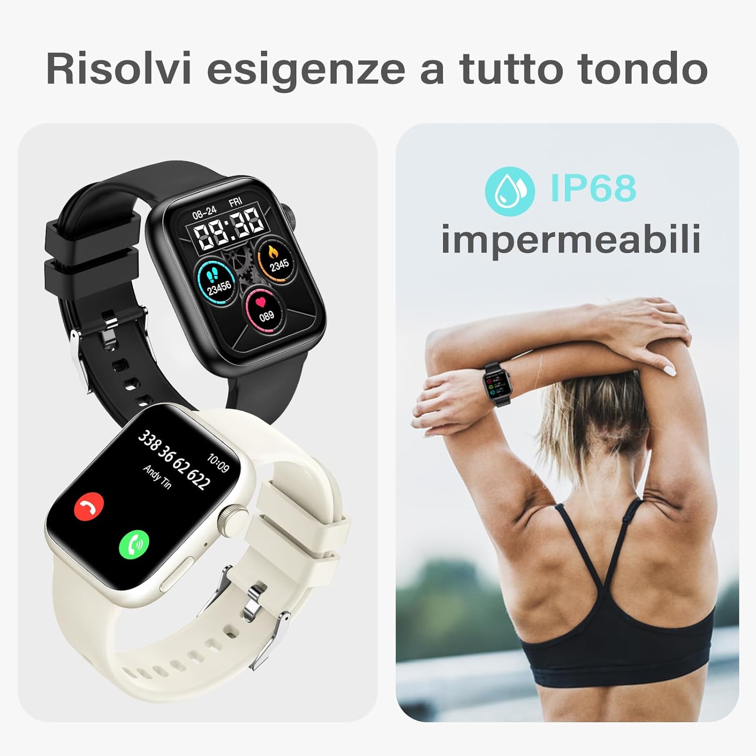Detalle de zaisia Smartwatch Uomo Donna 1,85'' – Chiamate, Salute e Sport, IP68