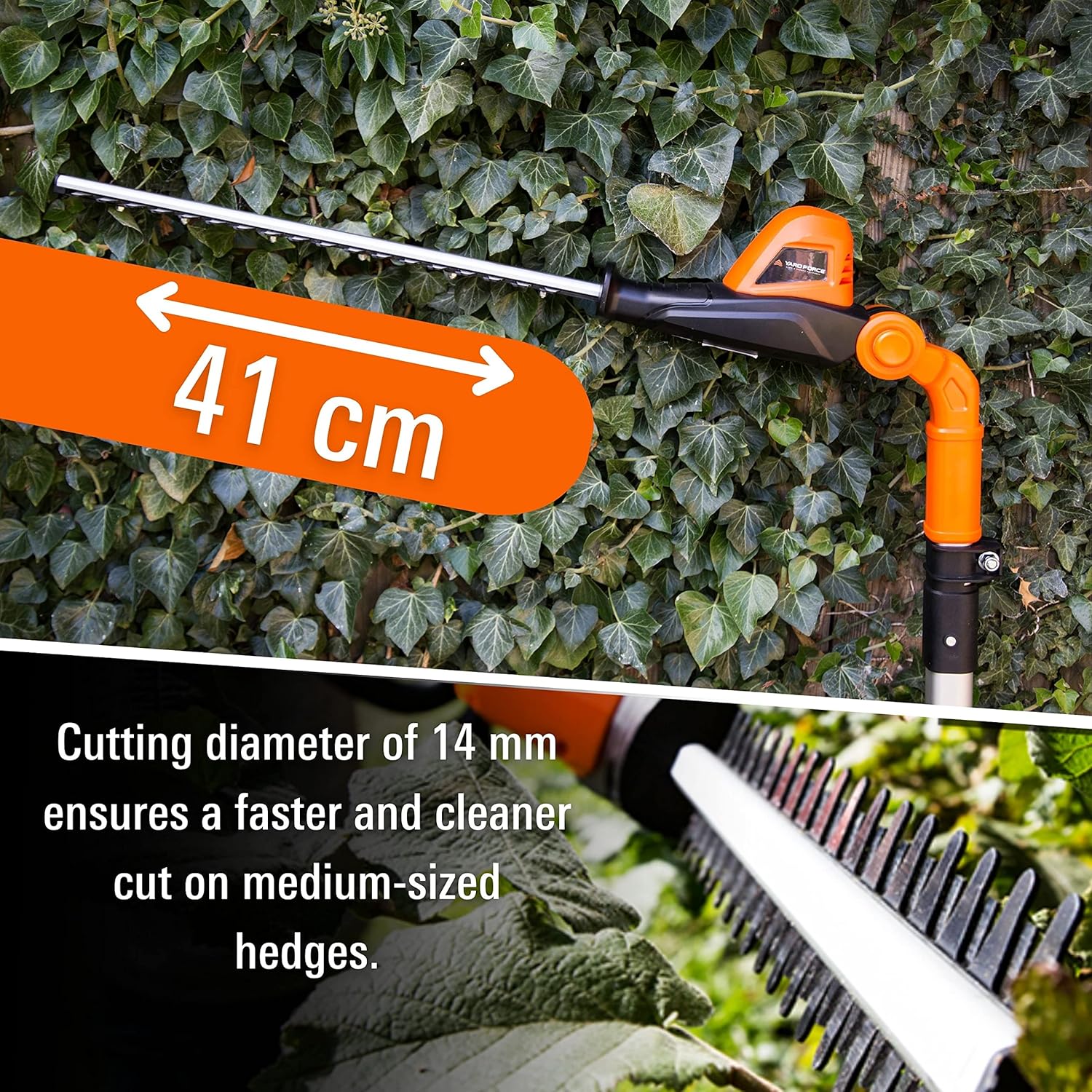 Thumbnail 4 de Yard Force 20V Cordless Pole Hedge Trimmer (41cm dual-action blade) with 2.5m reach