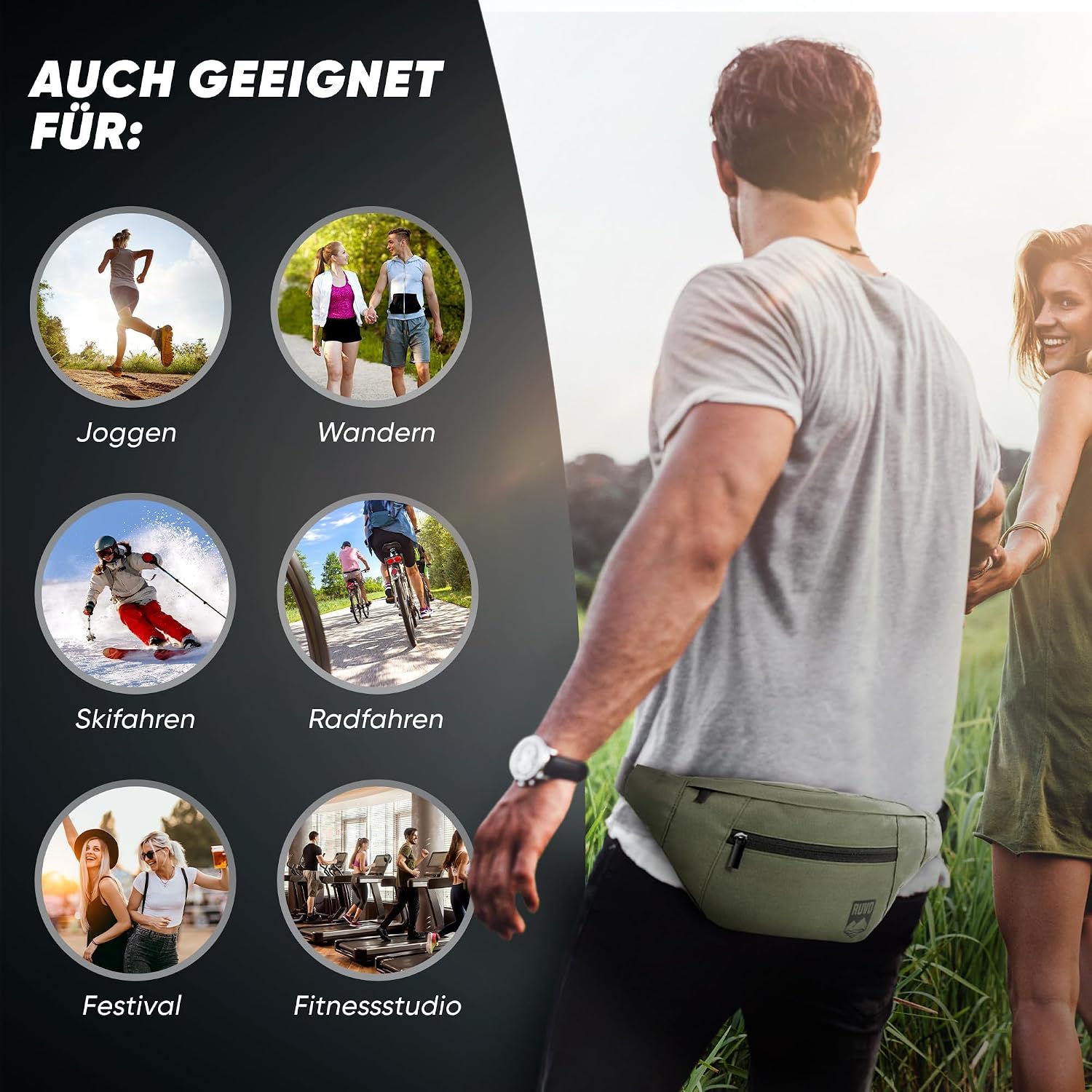 Thumbnail 6 de RUVO Bauchtasche 4 Fächer Gürtel