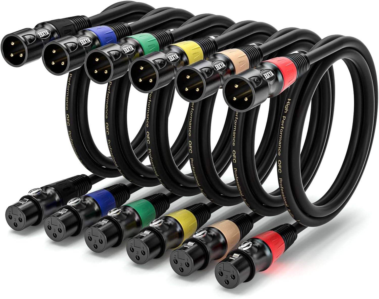 Detalle de EBXYA EBXYA 3 ft XLR Microphone Cables, 6-Pack, Male-to-Female