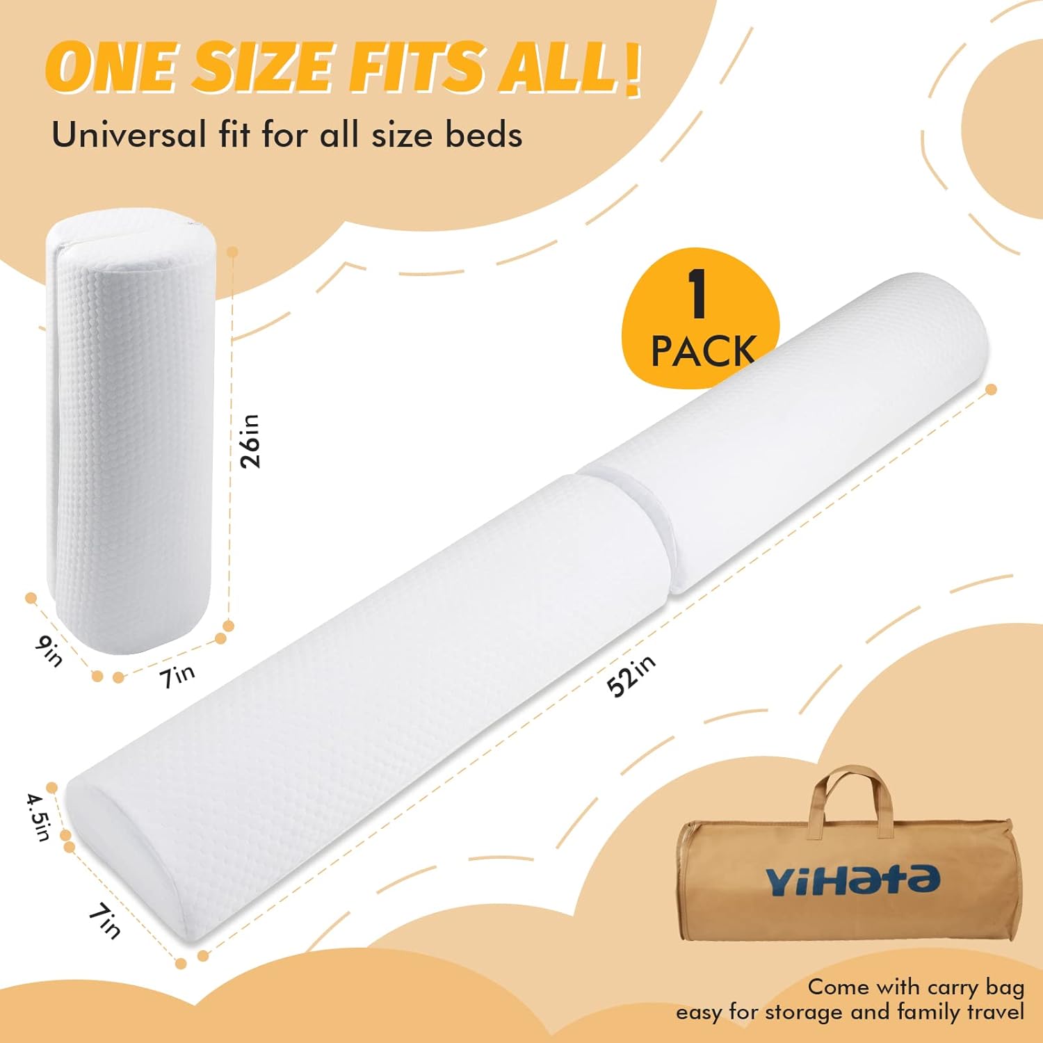 Thumbnail 1 de YIHATA 2in1 Toddler Bed Guard (Detachable Foldable Foam Bed Rail) – portable bed bumper