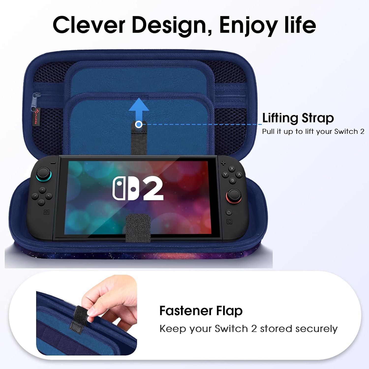 Detalle de FINTIE Tragetasche für Nintendo Switch 2 (2025) – Großes Fassungsvermögen, 2-teiliges Set mit Displayschutzgläsern