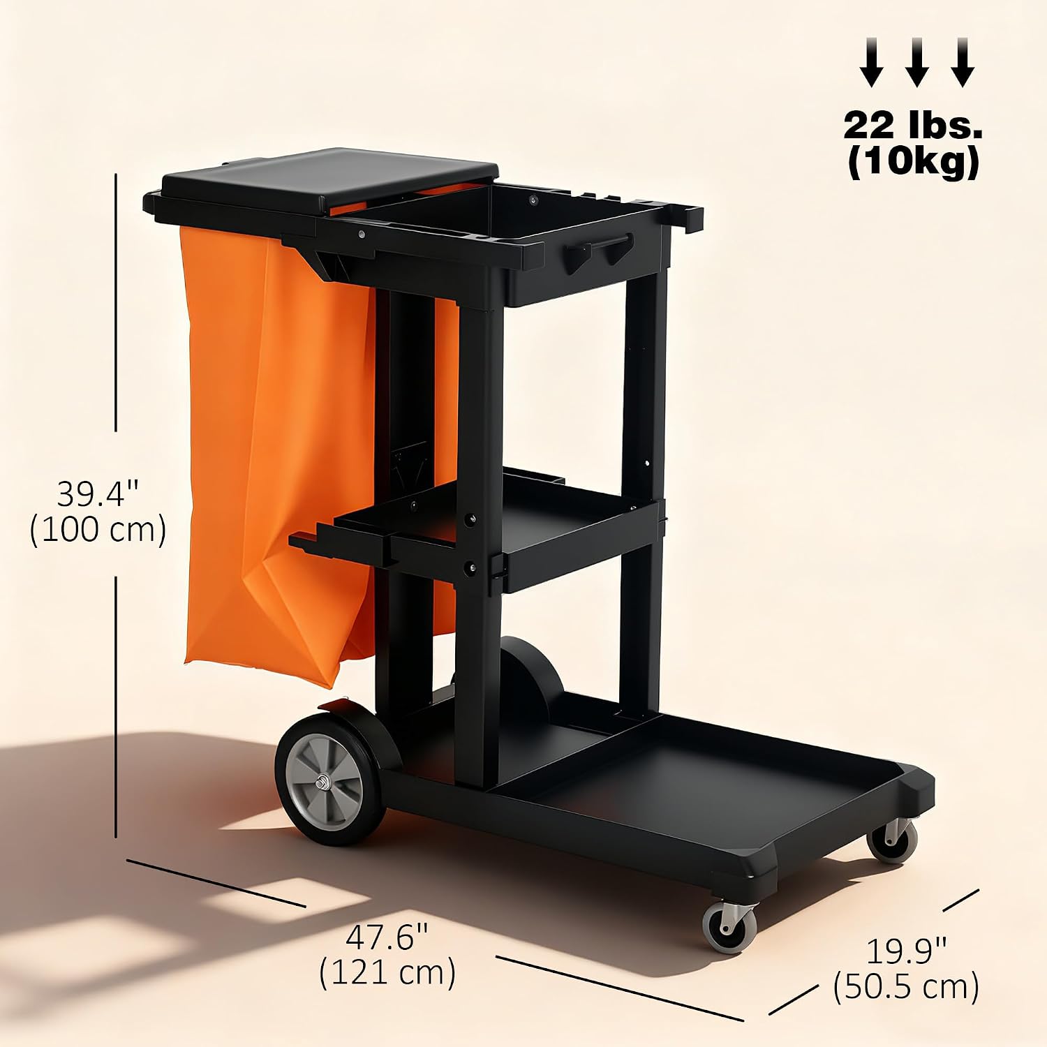 Thumbnail 6 de HOMCOM Janitorial Cart, 3-Tier