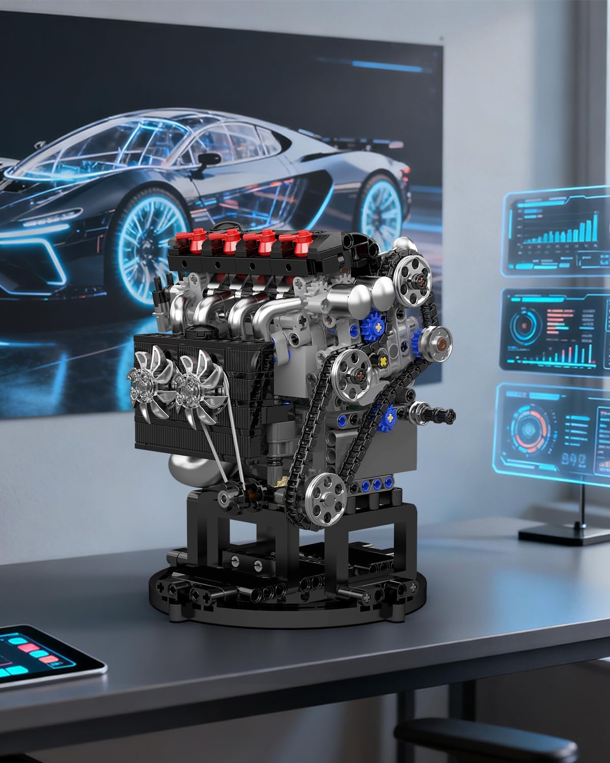 Detalle 2 de Mould King 10234 motorbouwset, 772 onderdelen in zwart kunststof