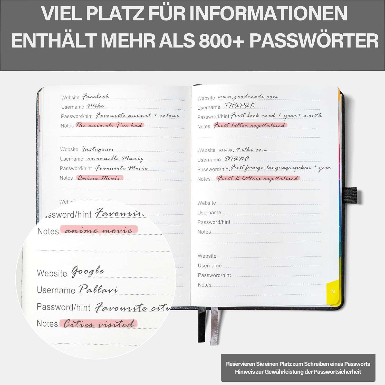 Detalle de HwxBen Passwortbuch 232 Seiten đ