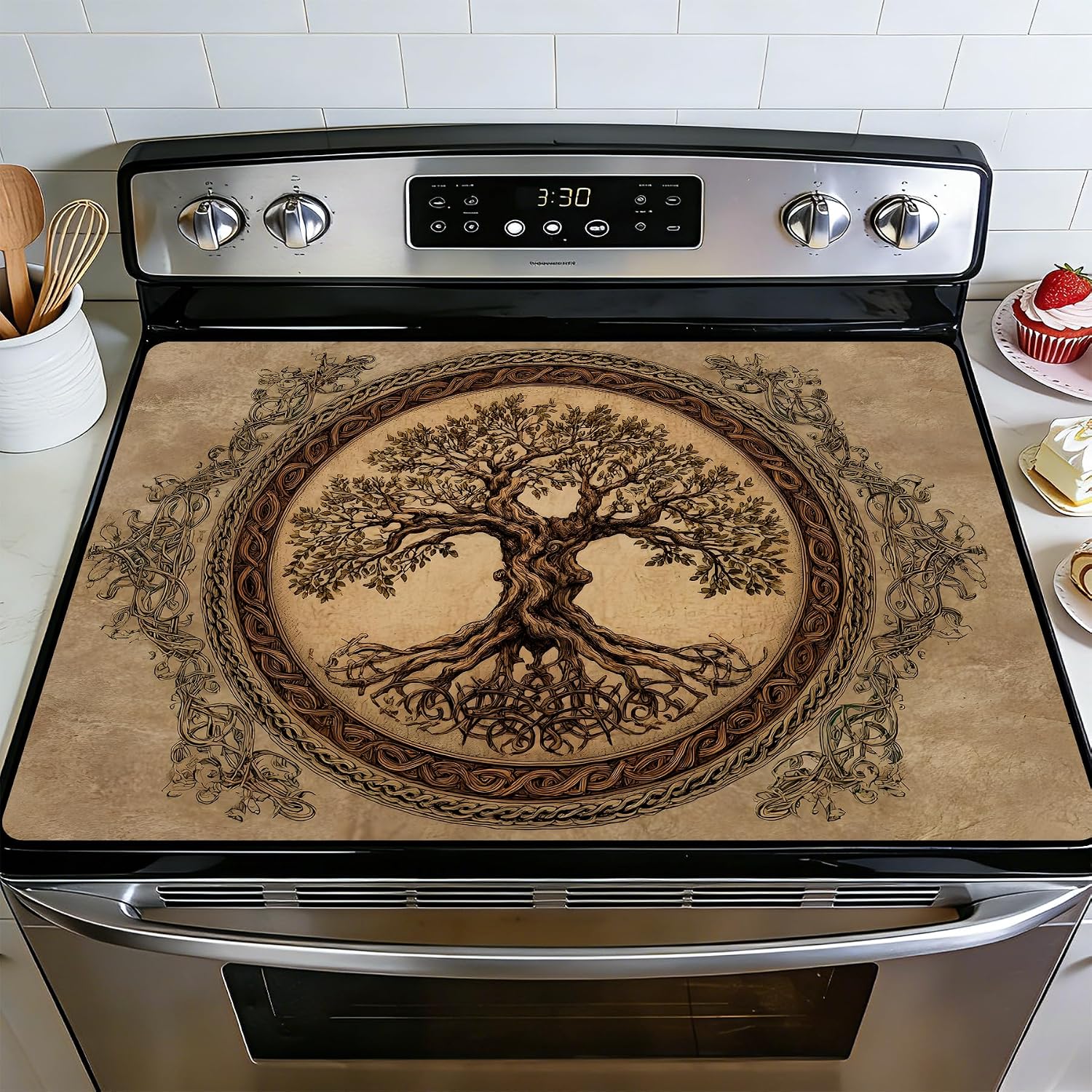 Detalle de BVBOX STC Stove Top Cover, 28" x 20" Absorbent Non-Slip Cooktop Mat
