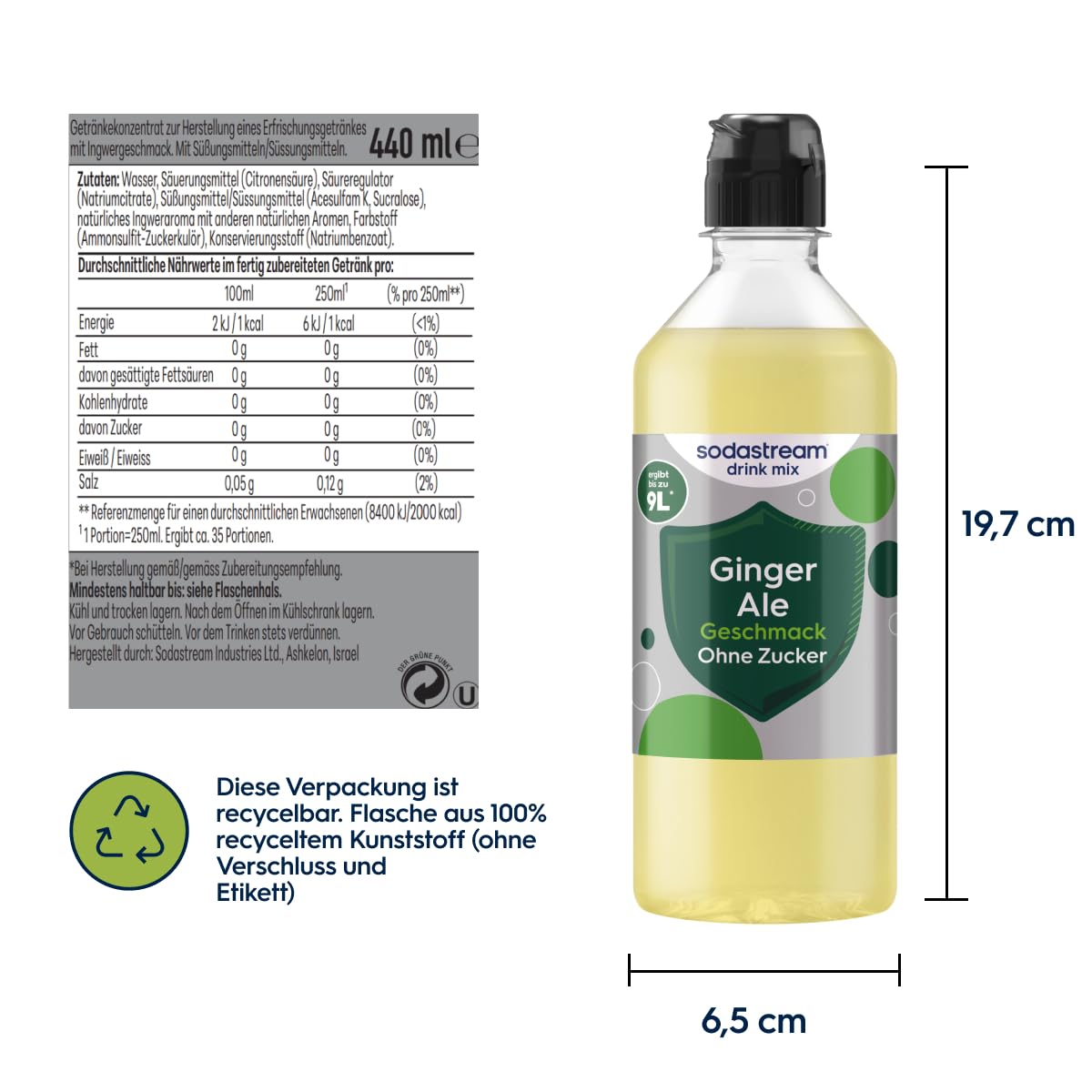 Thumbnail 1 de Sodastream drink mix Ginger Ale ohne Zucker – 4er Pack (4 × 440 ml)