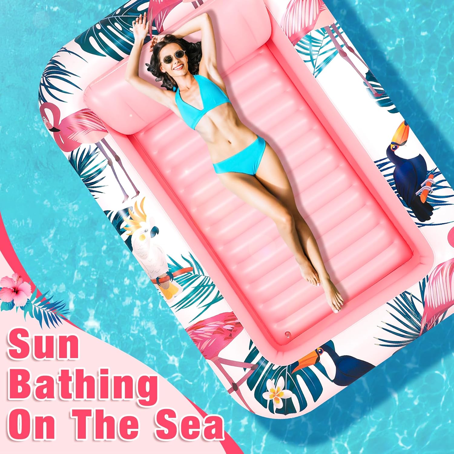 Thumbnail 6 de Subtail Materassino Mare Piscina - Stile Tropicale con Schienale e Cuscino Rimovibile