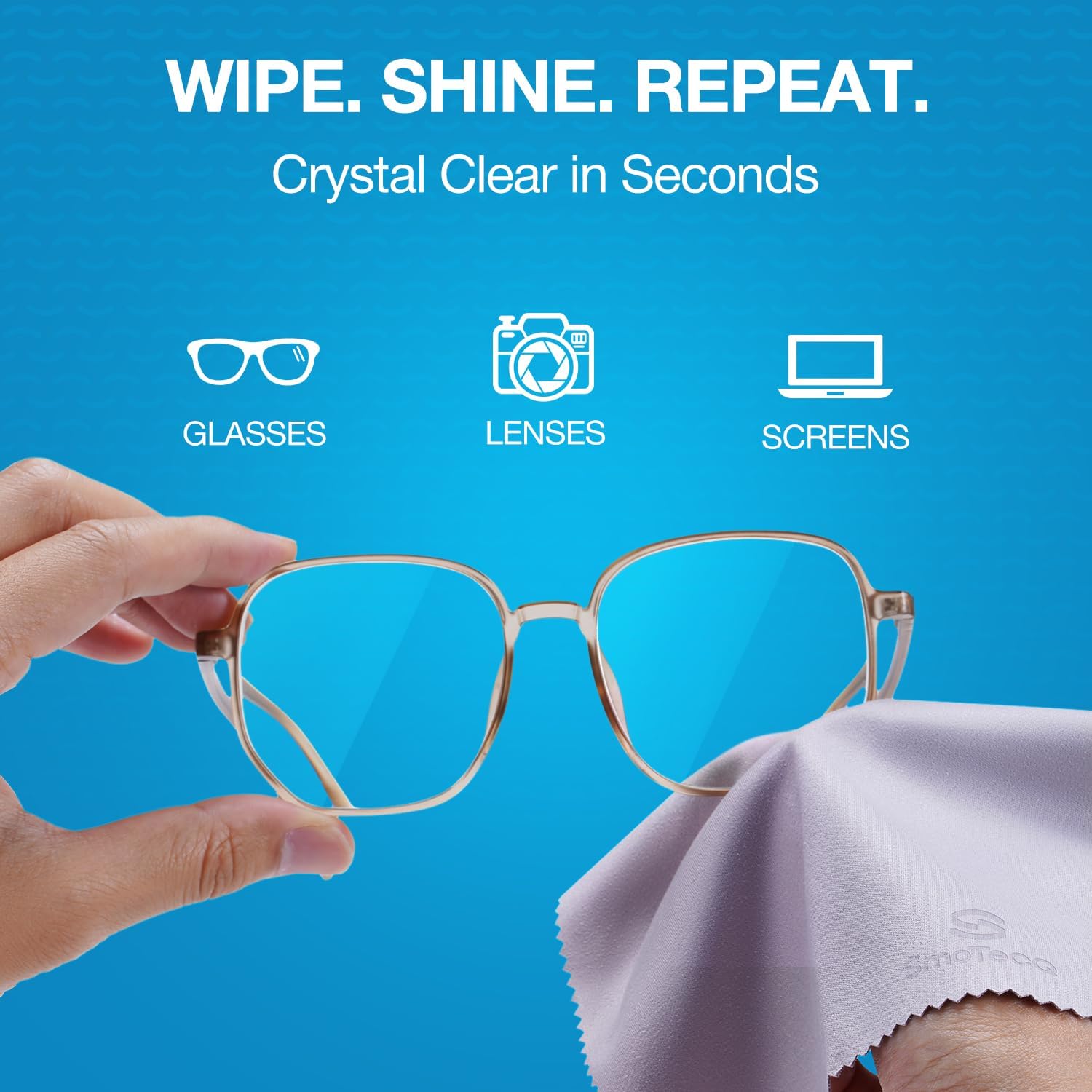 Detalle 2 de SmoTecQ 32 Pack Microfiber Cleaning Cloths for Glasses: Premium Optical Lens Cleaner, Reusable & Scratch-Free