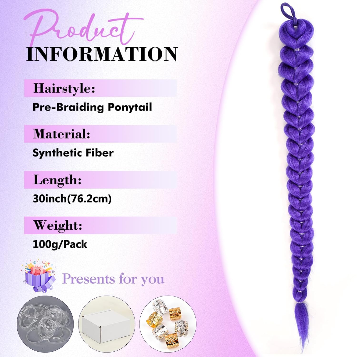 Detalle 2 de Getgal Braided Ponytail Extension, 30-Inch
