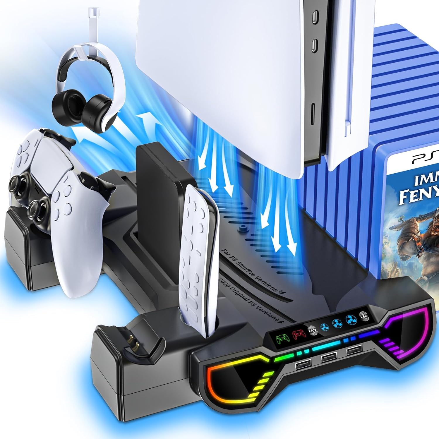 Detalle de ZRZLMVP PS5 cooling station, RGB stand