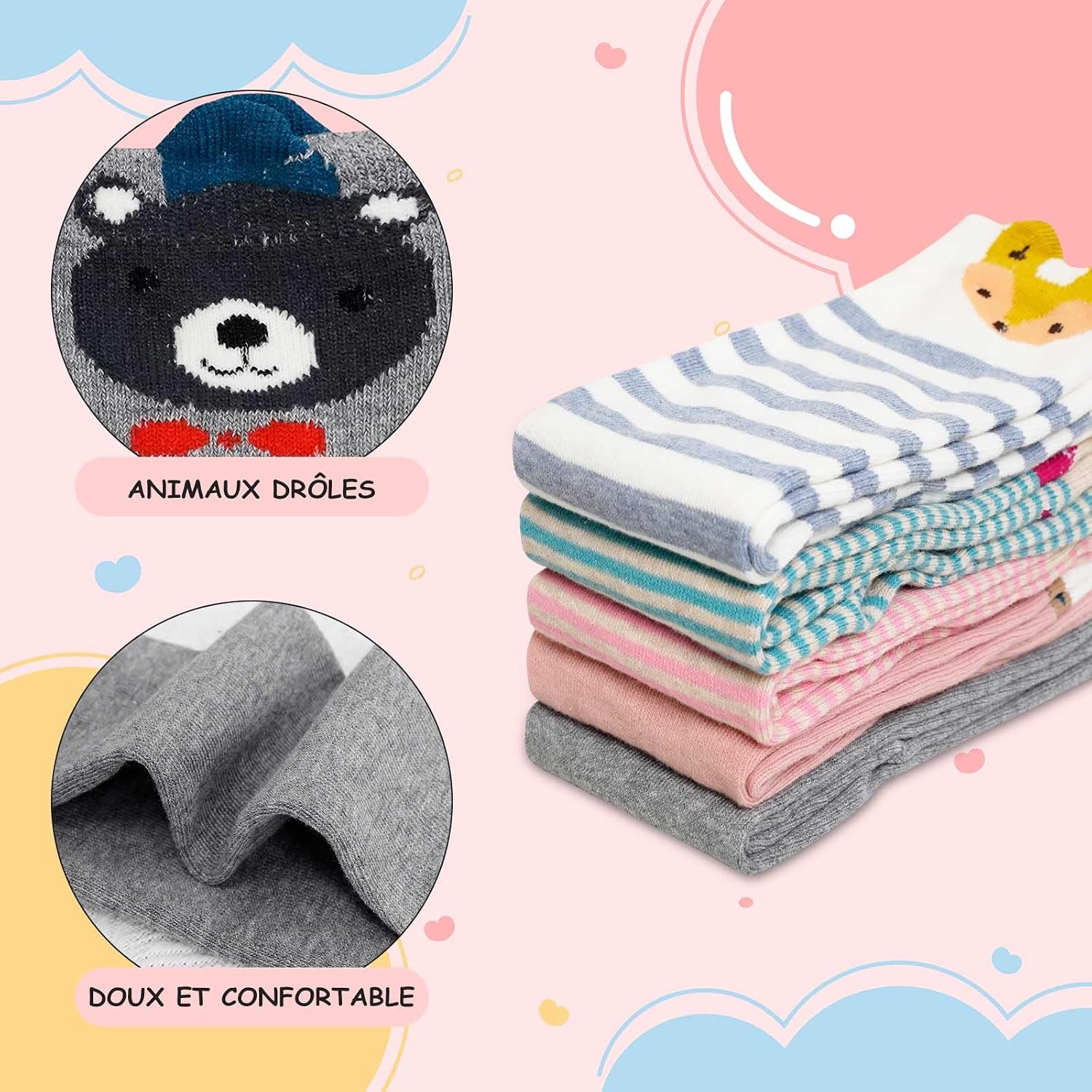 Detalle de LOFIR chaussettes hautes fille 5 paires