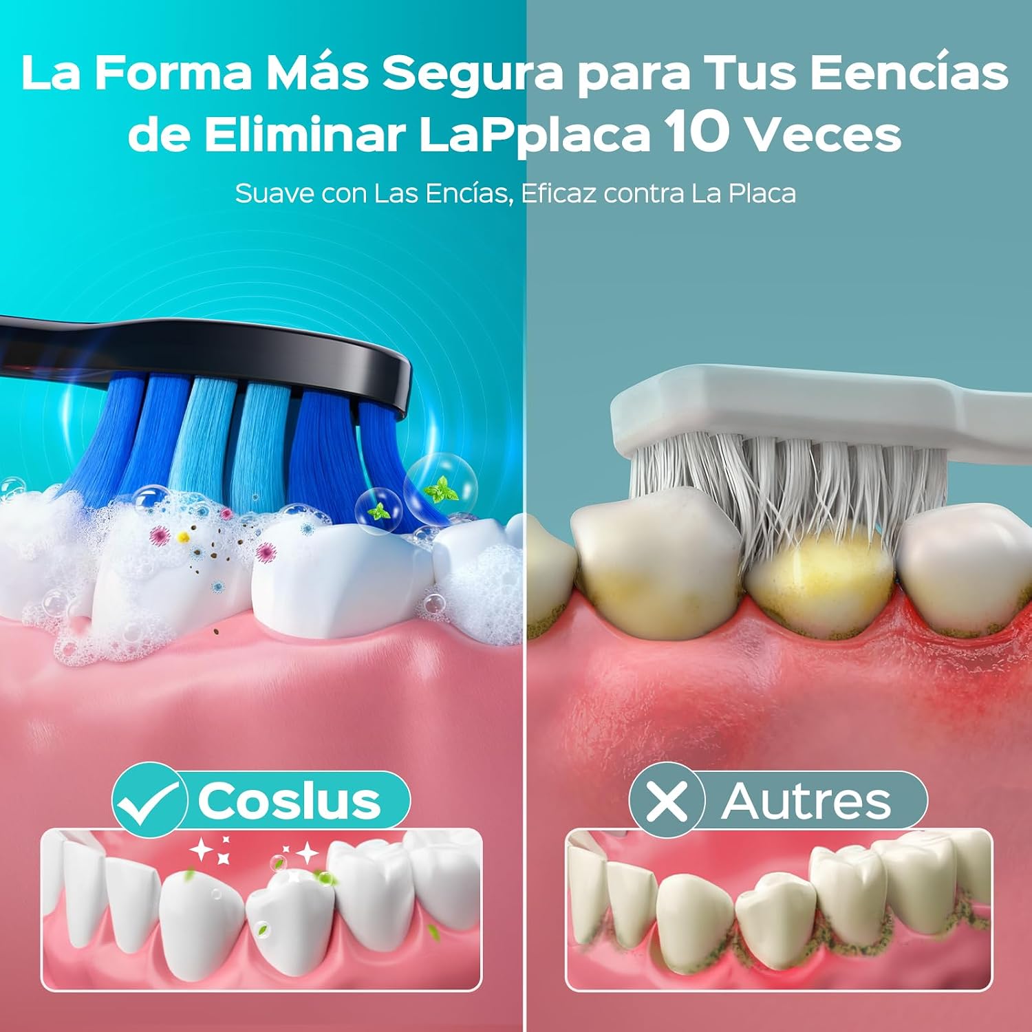 Detalle 2 de COSLUS C30 Cepillo de Dientes Eléctrico Sónico 5 Modos