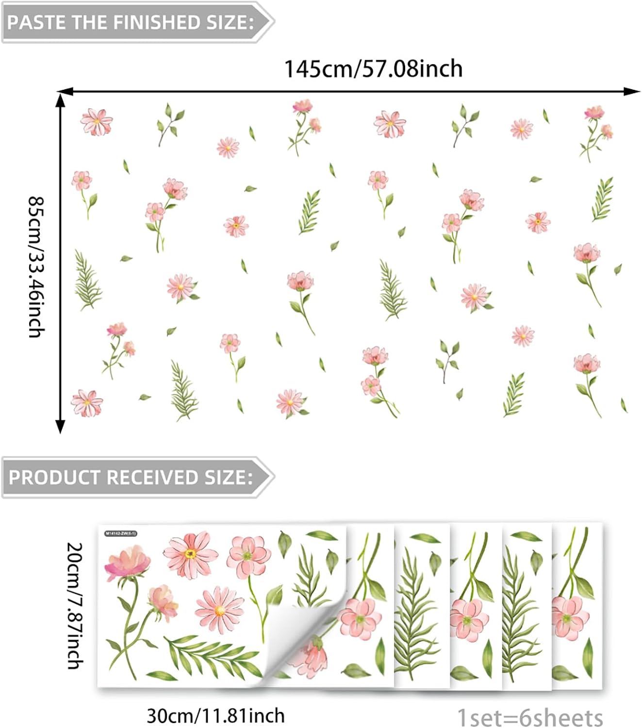 Detalle 2 de Boho Flower Wall Decals PVC