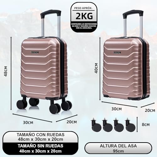 Thumbnail 3 de RAYKONG maleta de cabina de ABS 40x30x20 cm (24 L) con ruedas desmontables y cerradura numérica – RosaDorada