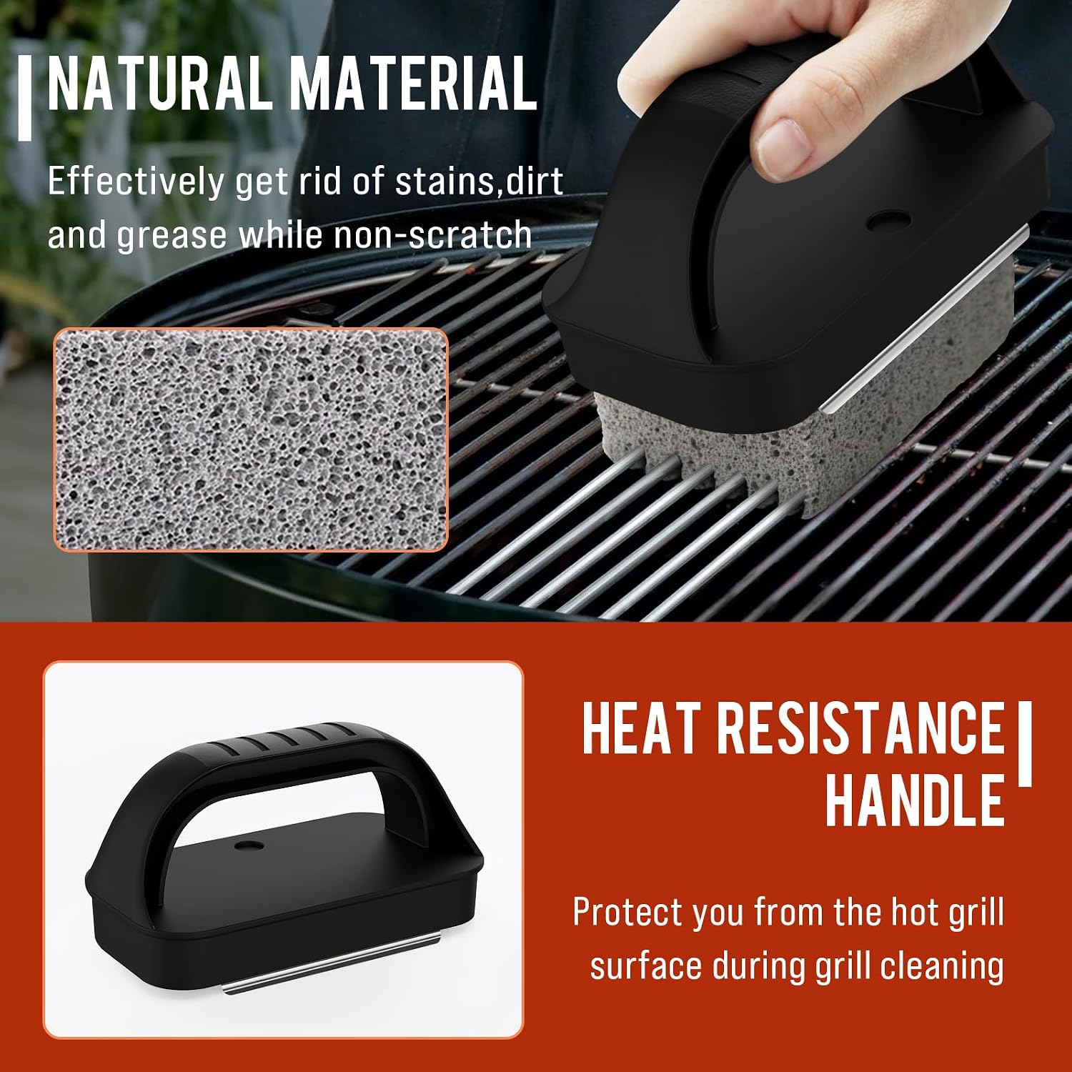 Thumbnail 2 de AWEASROY NJ-GC06 Griddle Cleaning Kit with Pumice Stone, Scraper and Brush