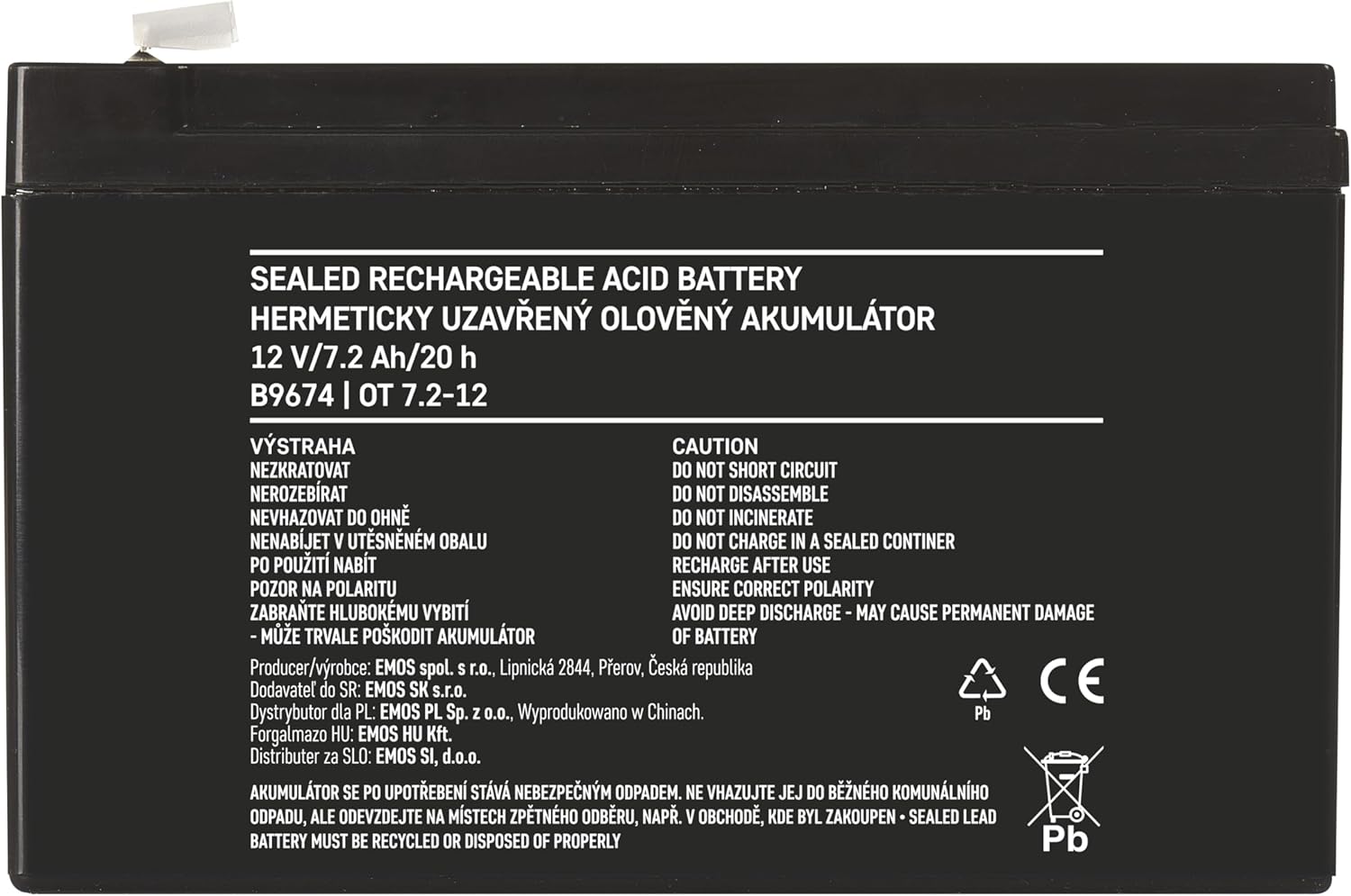 Thumbnail 3 de EMOS Wartungsfreier Bleiakku 12V 7,2Ah AGM – Ideal für USV- und Alarmsysteme