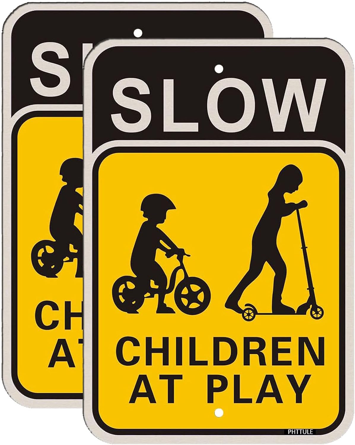 Detalle de PHTTULE Children at Play Slow Down Signs, 2-Pack, 18 x 12-Inch Aluminum
