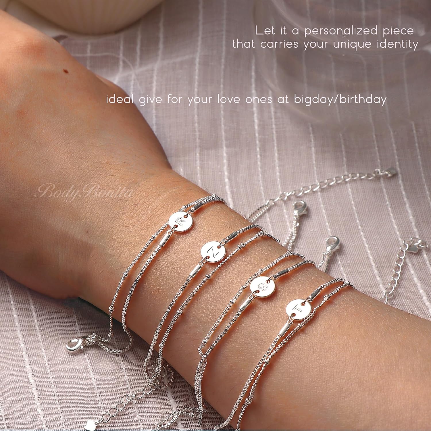 Thumbnail 4 de BodyBonita pulsera de capas inicial A–Z