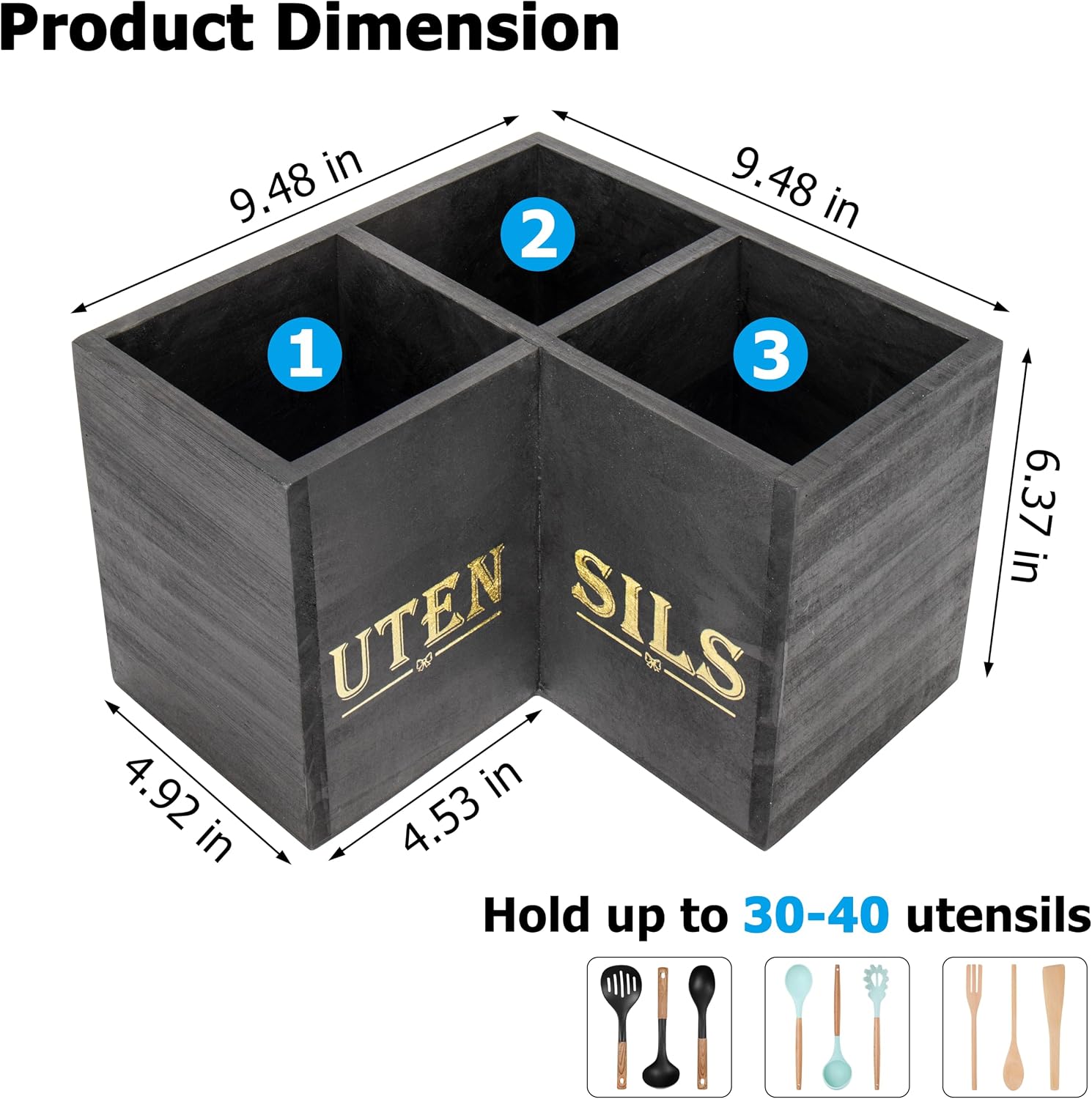 Detalle 1 de RedCall Utensil Holder with 3 Compartments