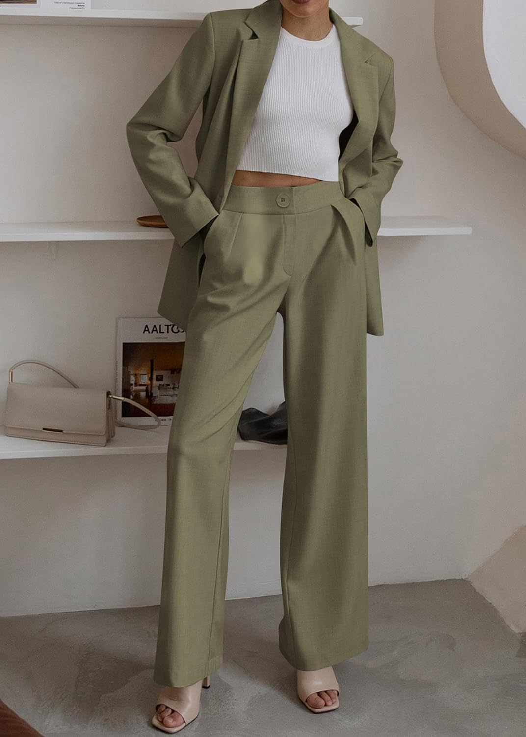 Detalle 2 de KIRUNDO Women Suits 2 Piece Set: Oversized Blazer Jacket & Wide Leg Pants – Business Casual Yet Dressy