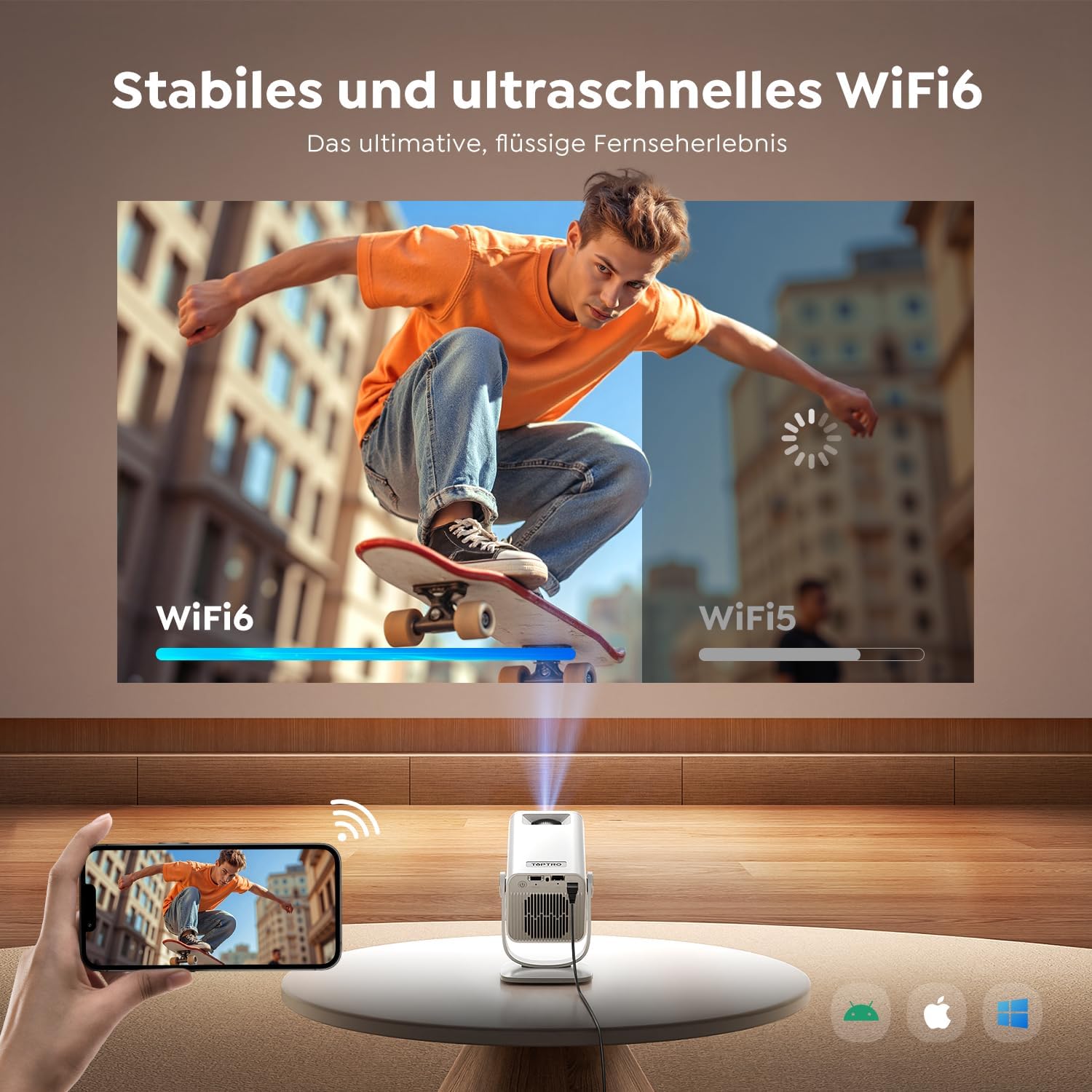 Thumbnail 5 de Mini Beamer 4K 1080P Smartprojektor mit Android 13 ⬛📽