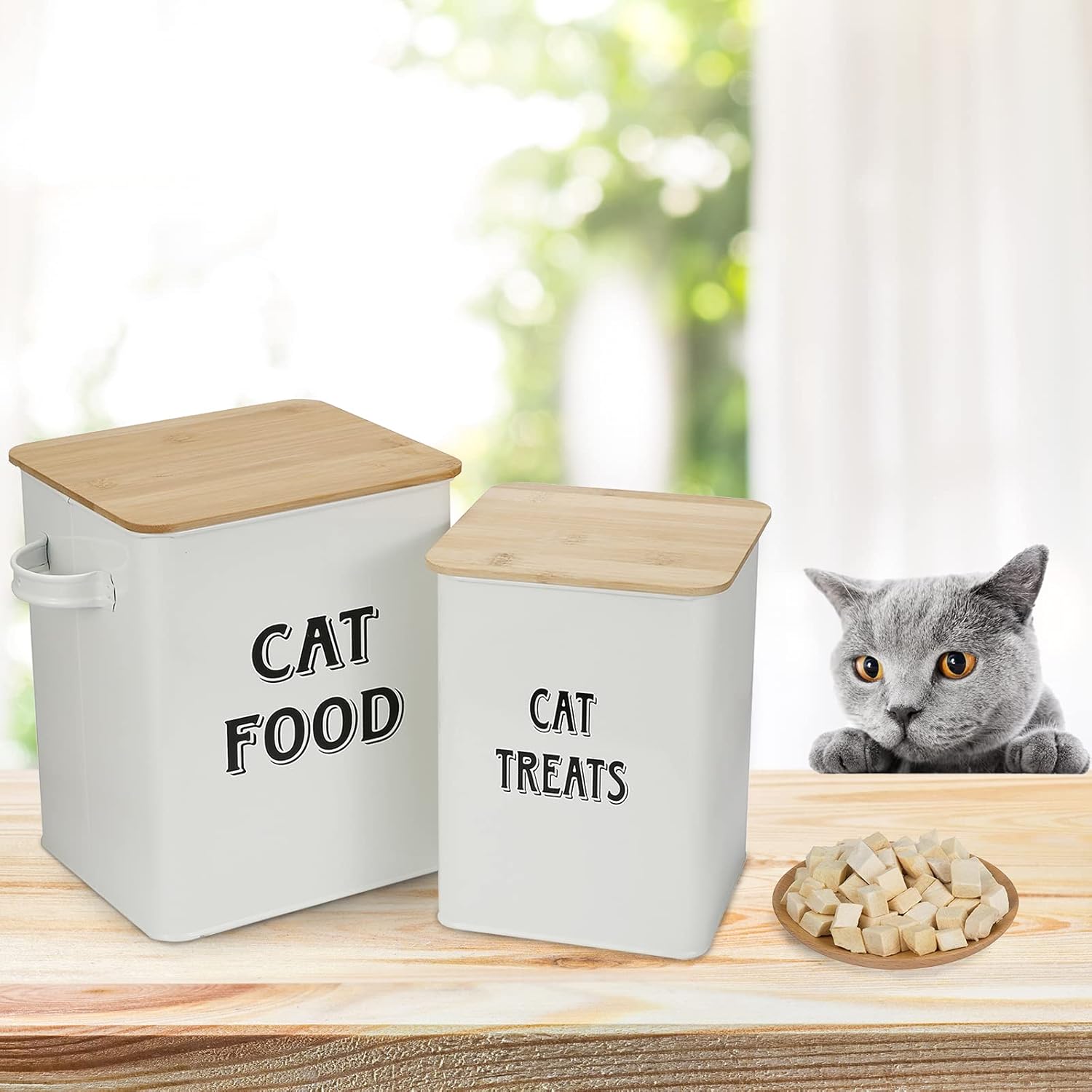 Thumbnail 4 de Pet Food and Treats Containers Set with Scoop (Cats or Dogs) in Beige Powder-Coated Carbon Steel