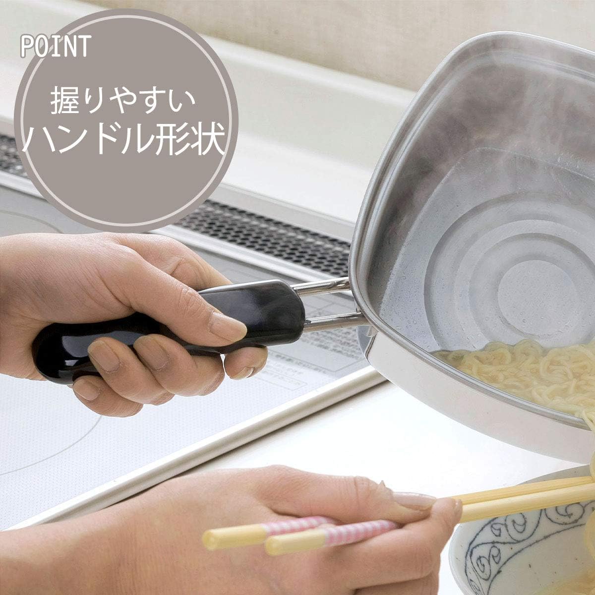 Detalle de 下村企販 33107 角型片手鍋 15cm 1.8L、直火・IH対応のラーメン鍋
