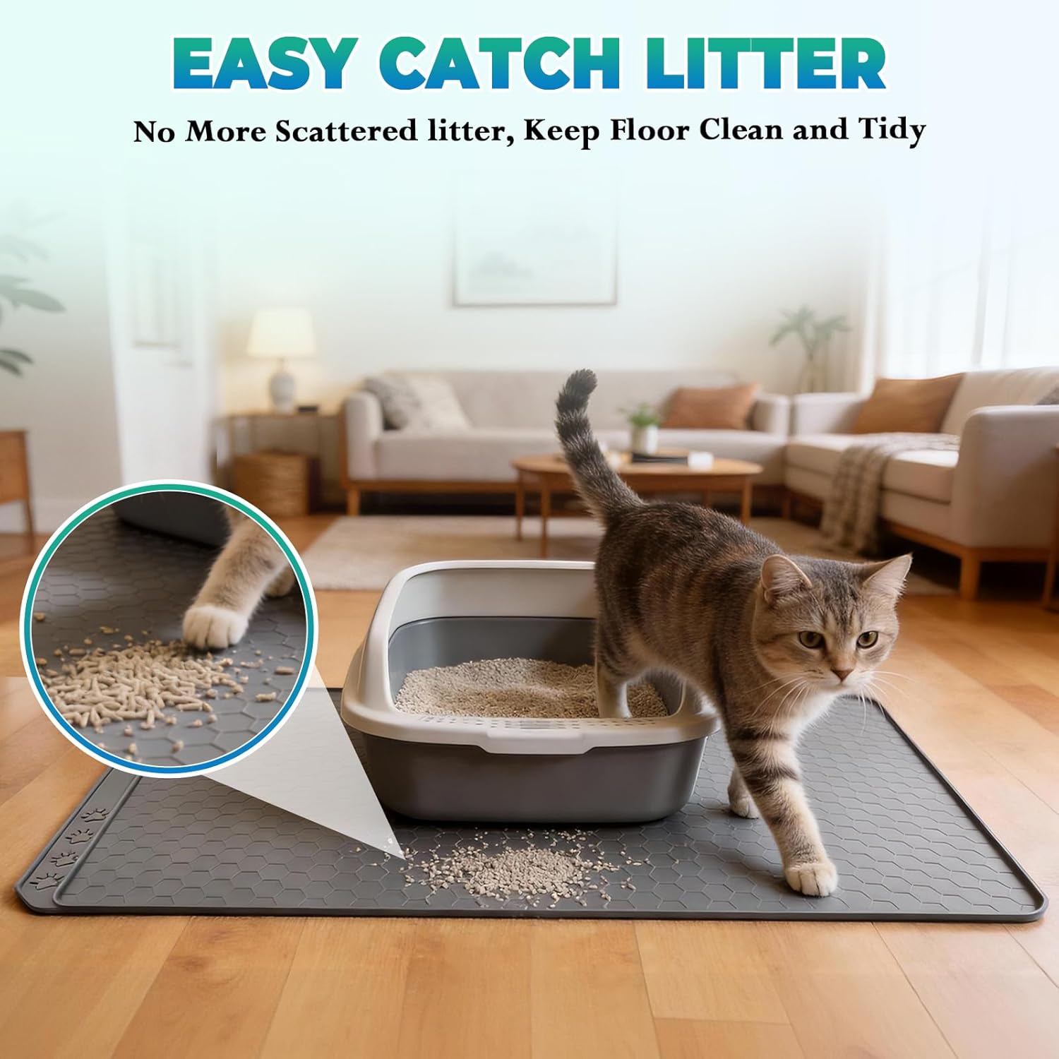 Thumbnail 2 de Large Silicone Cat Litter Mat 86x56 cm – Anti-Slip, Waterproof & Easy to Clean