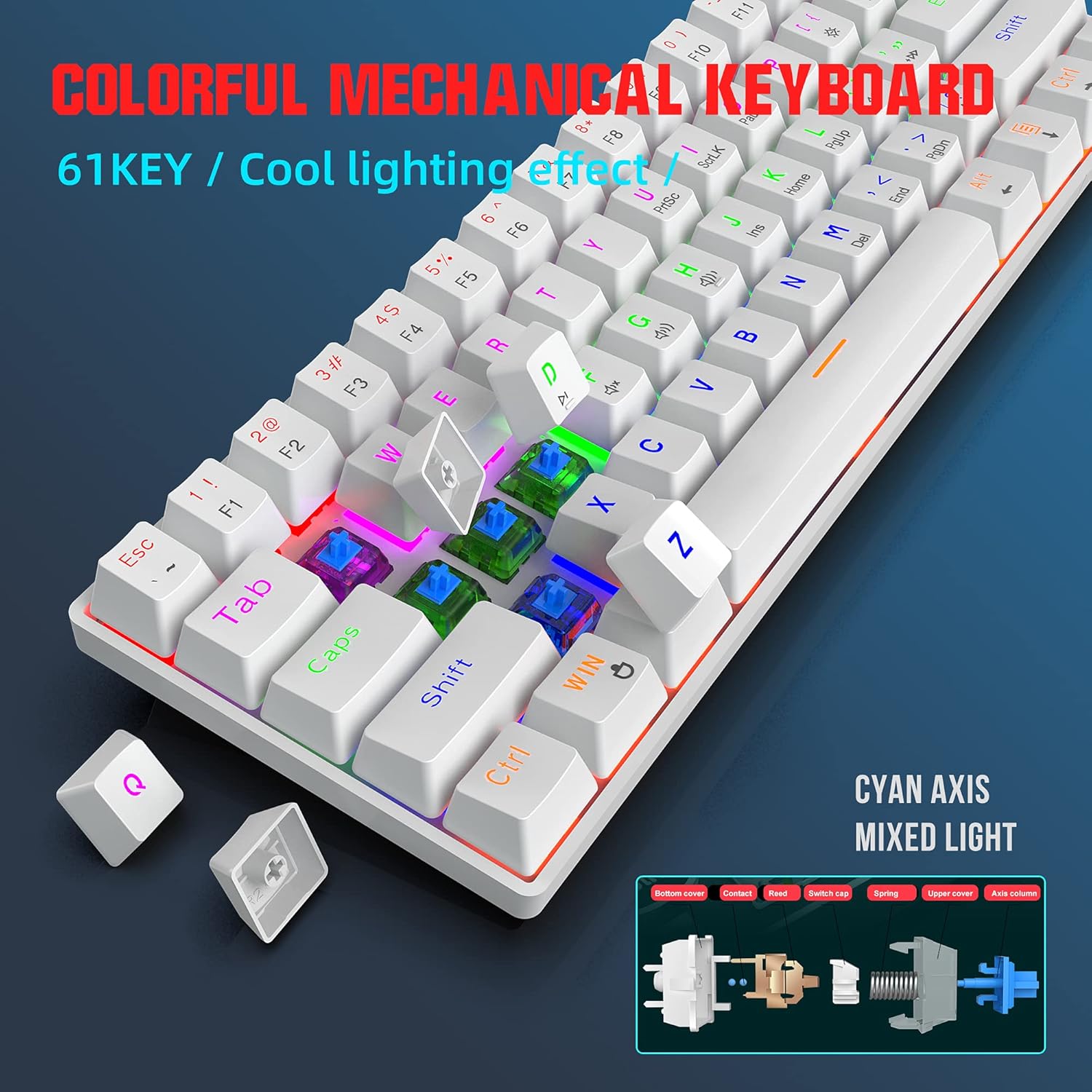 Detalle de Snpurdiri 60% Gaming Tastatur mit 61 Tasten