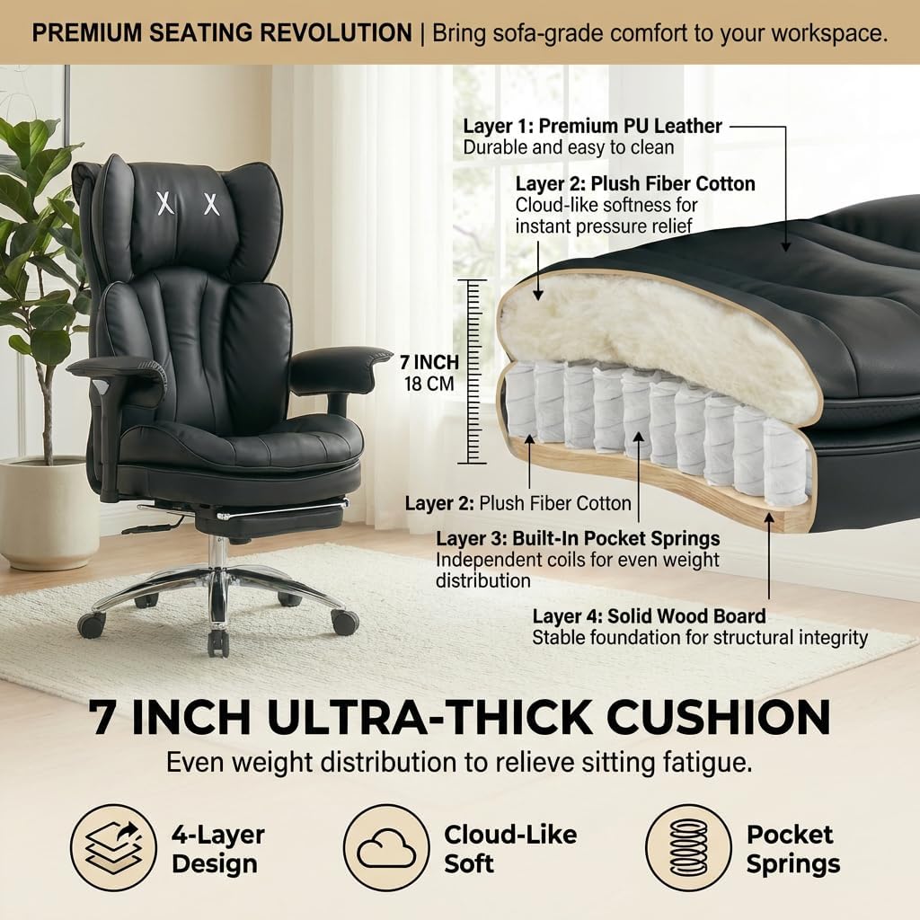Thumbnail 6 de ATMILD Big and Tall Office Chair, 400 lbs