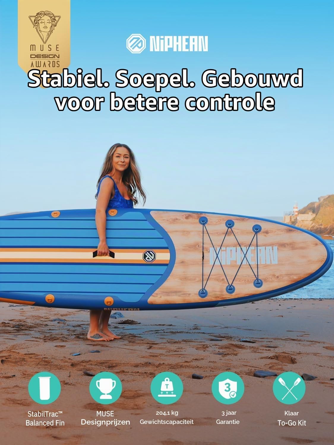 Detalle 2 de Niphean SUPNP320 opblaasbaar SUP-board met zitje, 320 cm en 200 kg draagkracht