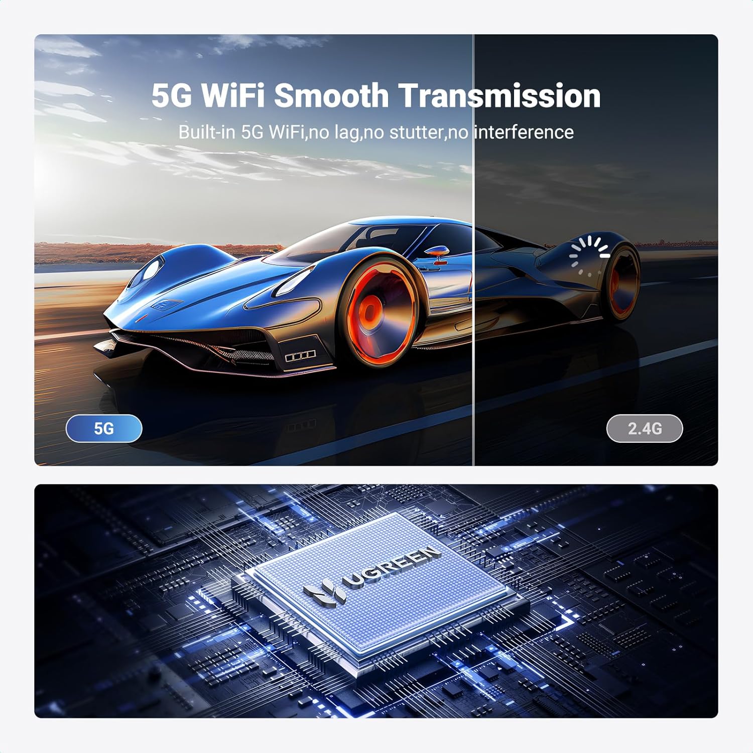 Detalle de UGREEN Wireless USB-C Transmitter & HDMI Receiver: 1080P@60Hz, 5G Wi‑Fi, 50m